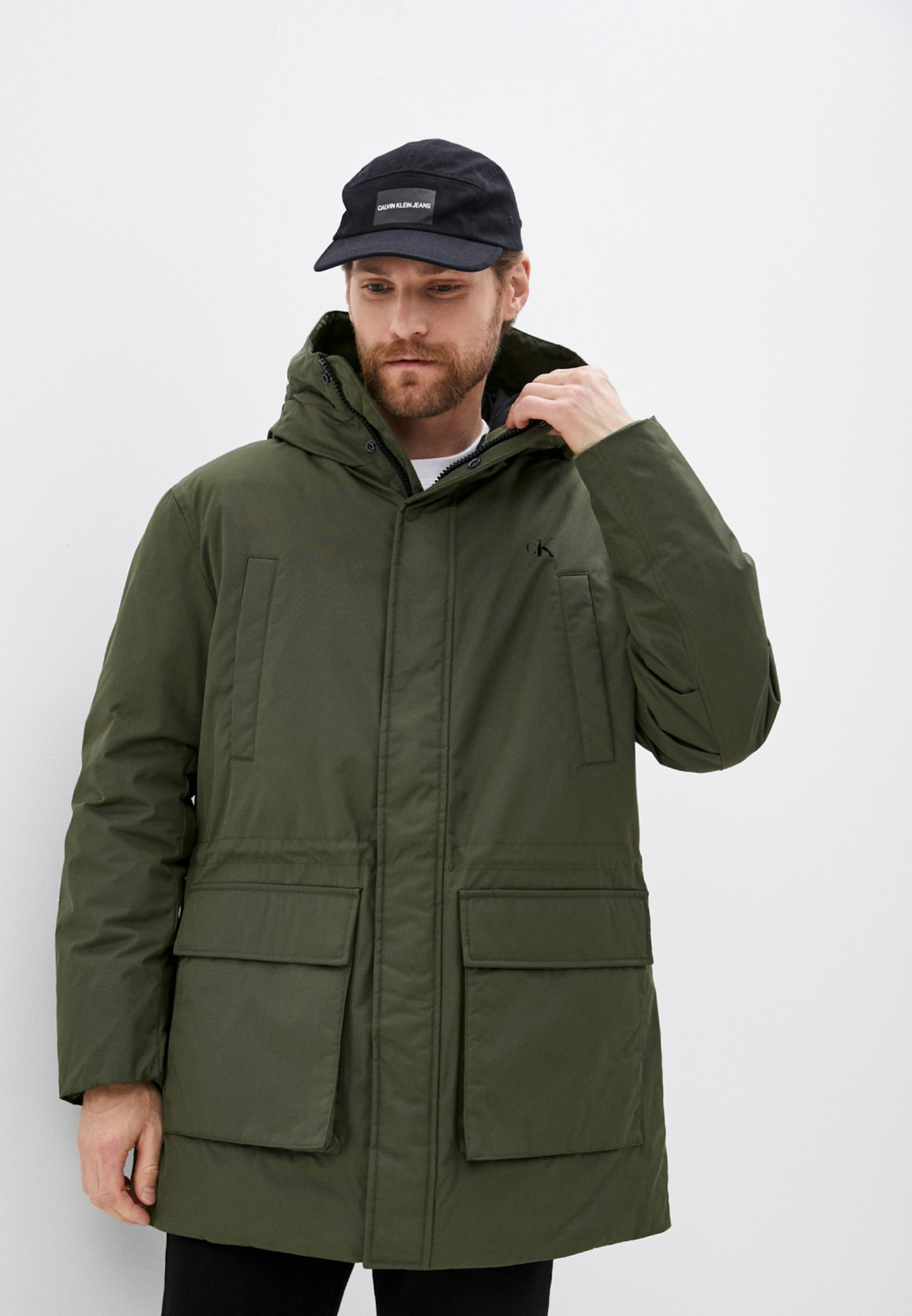 Calvin Klein pánská khaki zelená parka - XXL (LDD)