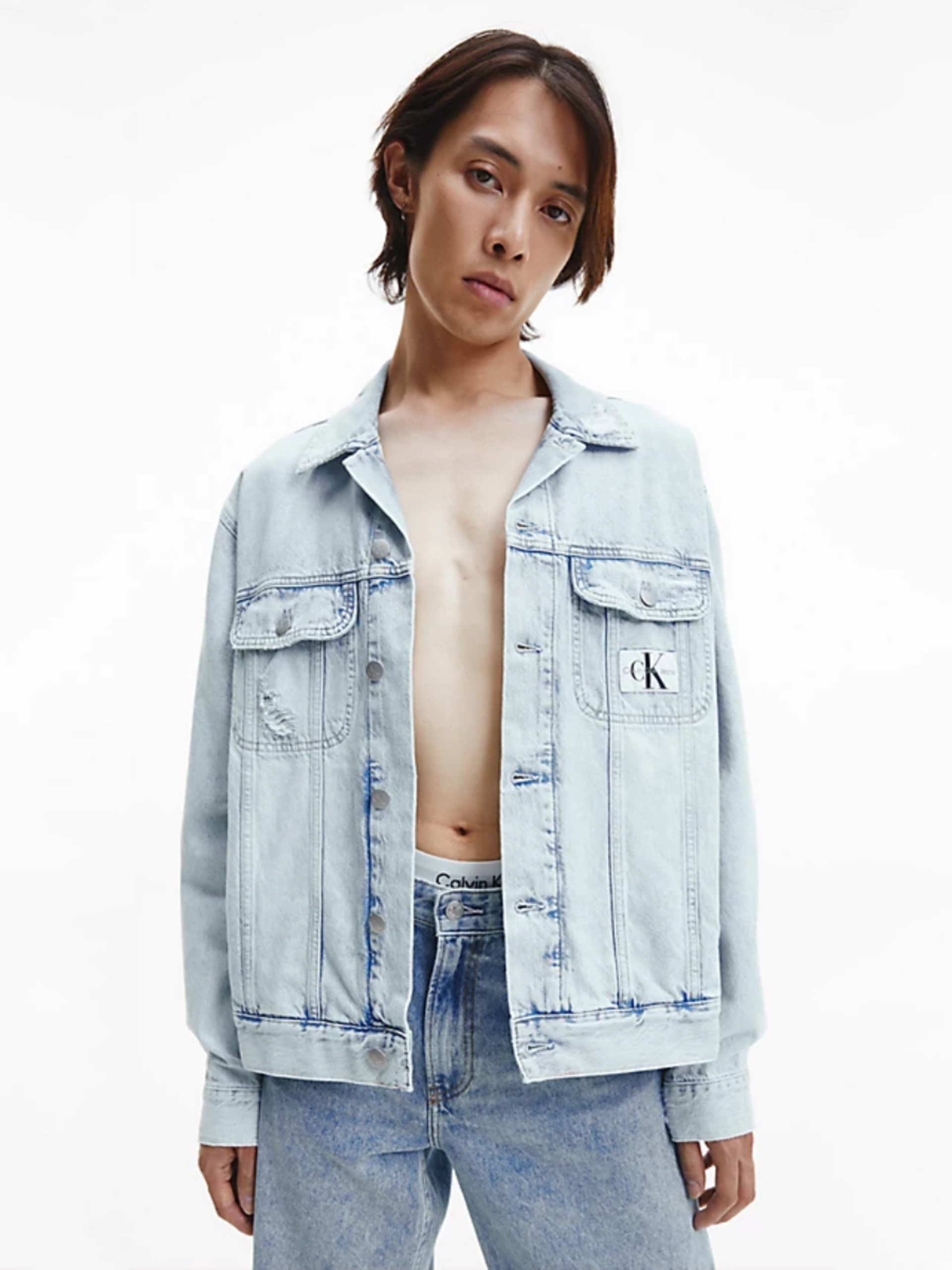 Levně Calvin Klein pánská světle modrá džínová bunda