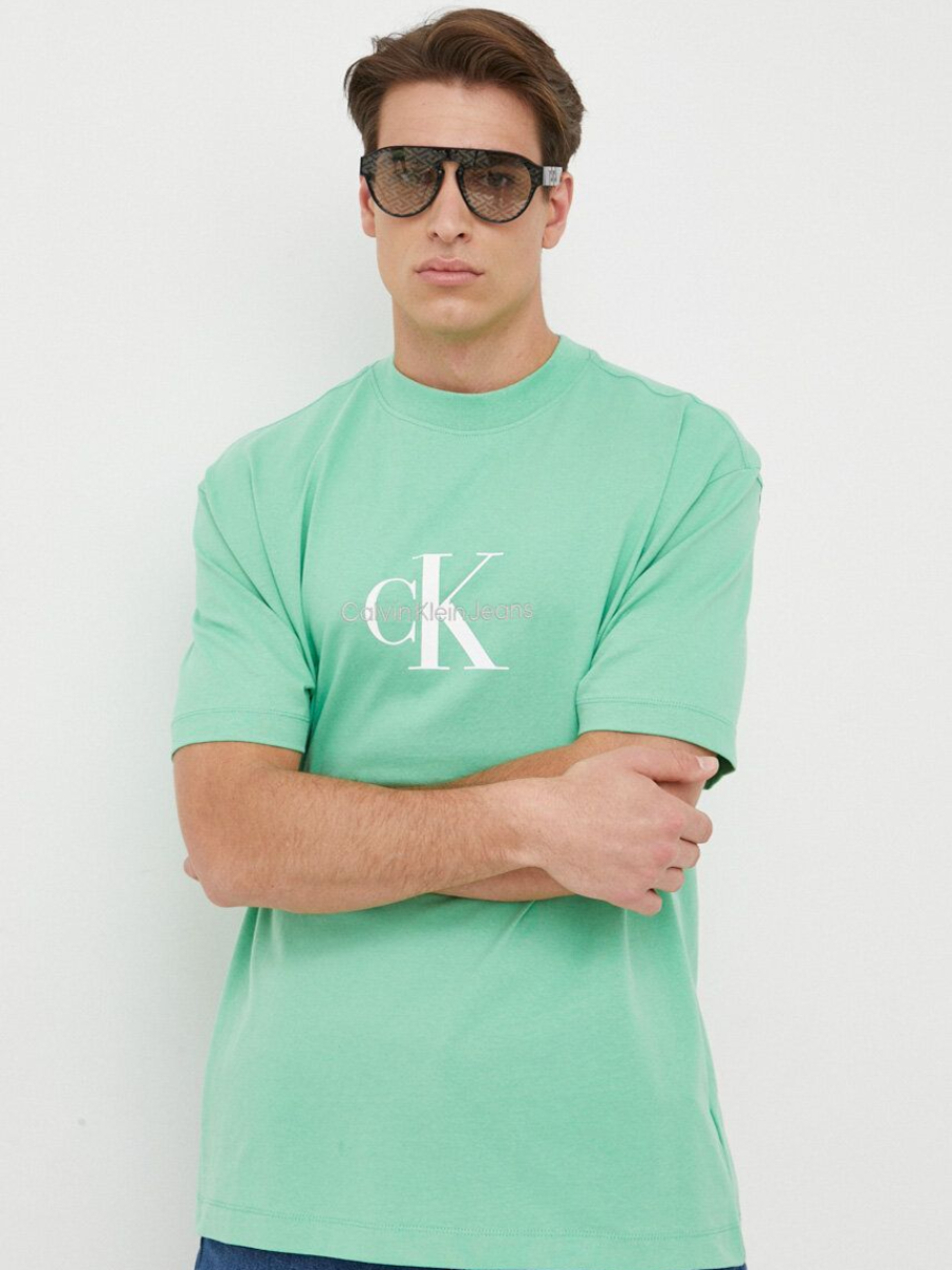 Levně Calvin Klein pánské zelené tričko