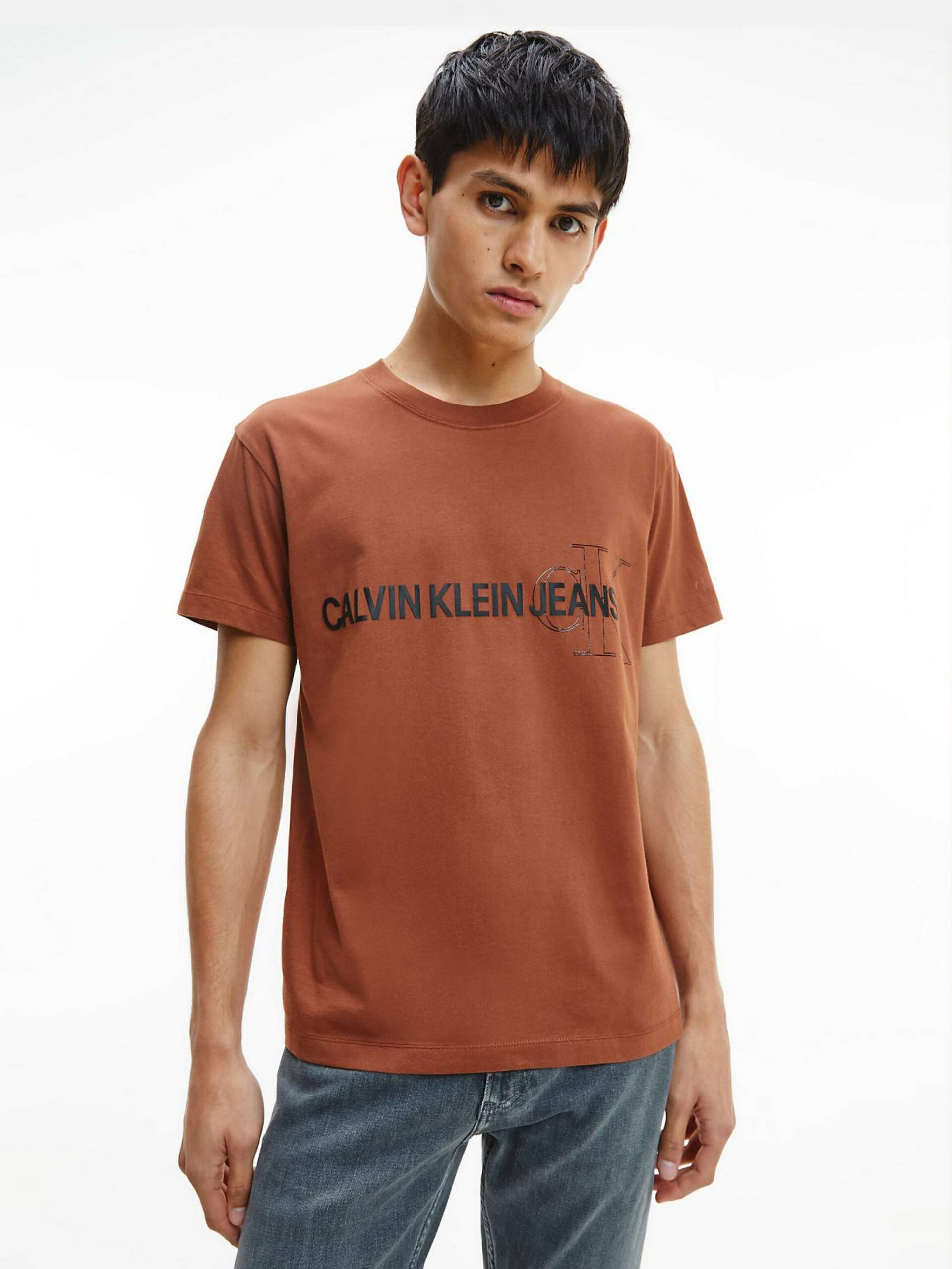 Calvin Klein pánské hnědé tričko - XXL (GE6)