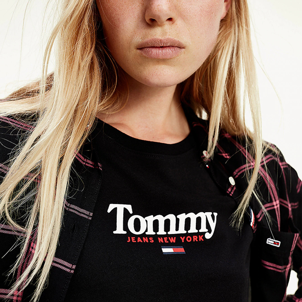 Tommy Jeans dámské černé tričko s dlouhým rukávem - M (BDS)
