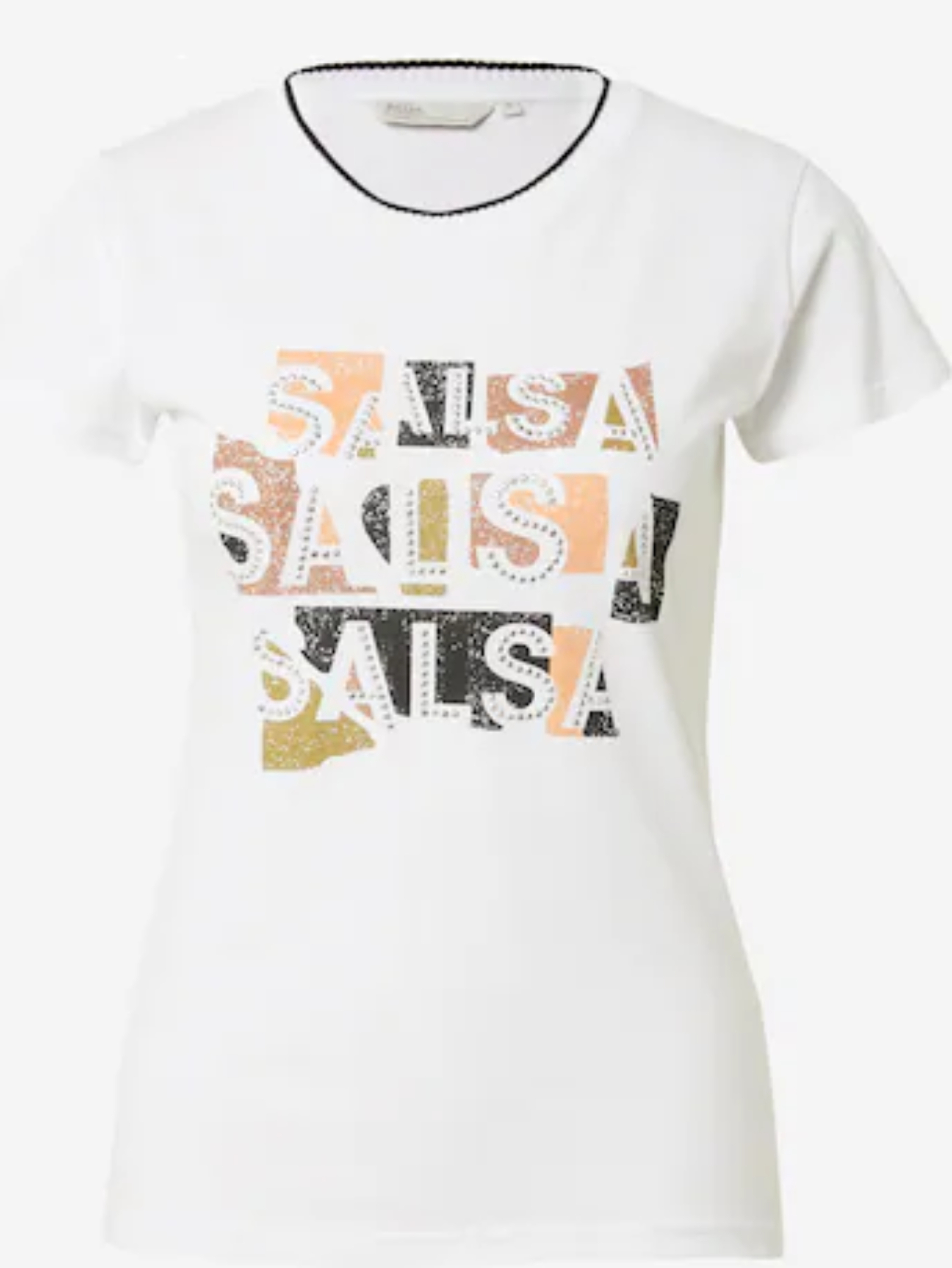  Salsa Jeans dámské bílé tričko s ozdobnými kamínky - XS (0071)