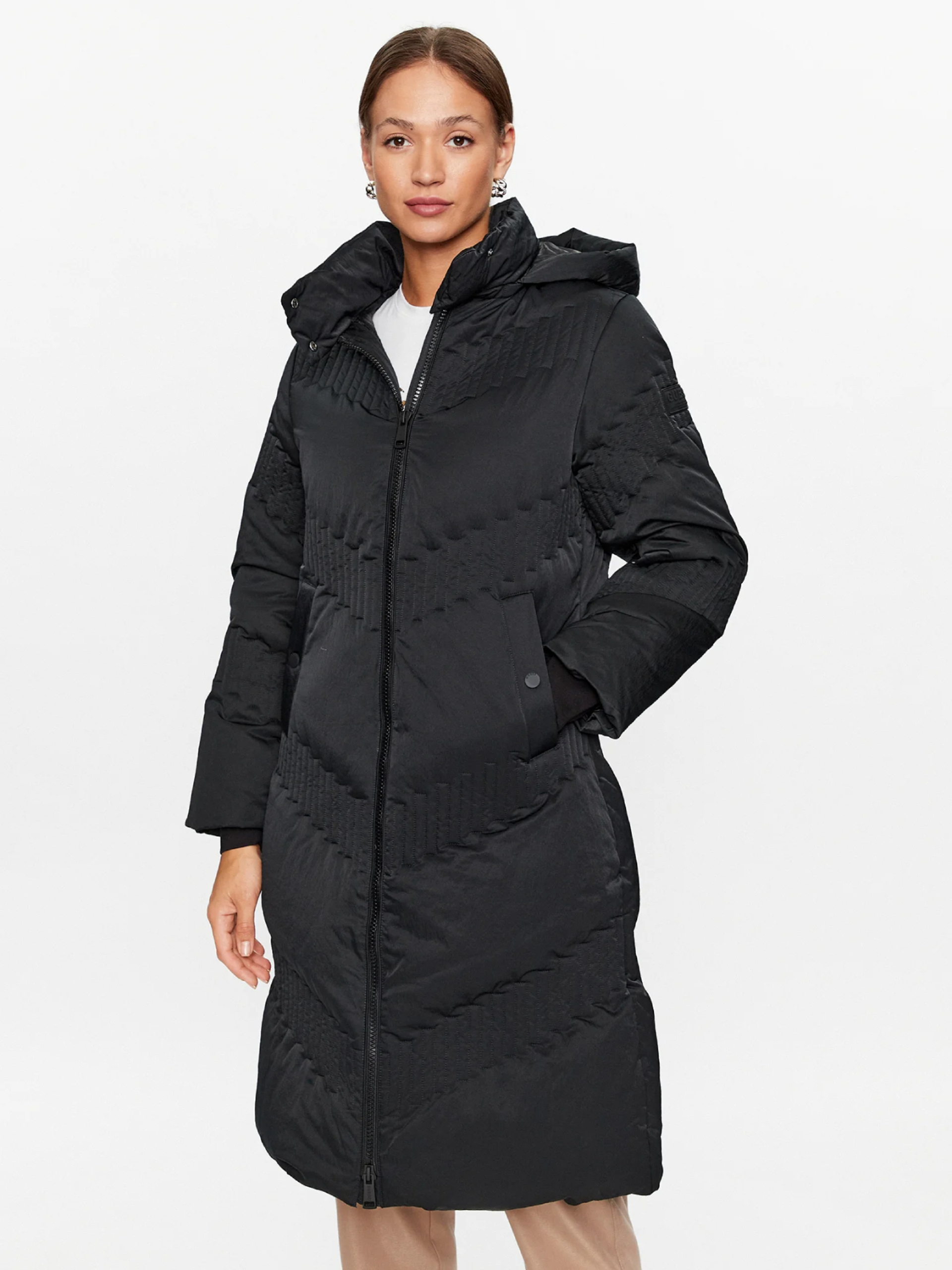 Guess dámský černý péřový kabát - S (JBLK)