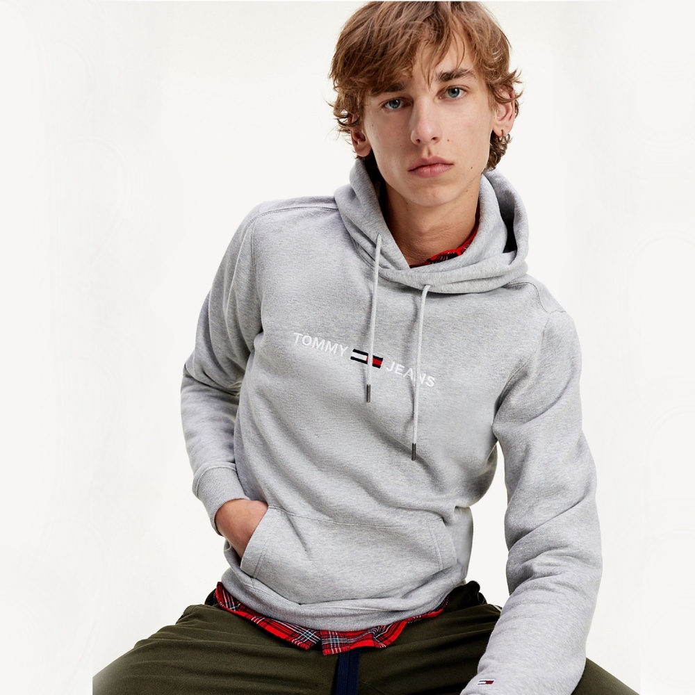 Tommy Jeans pánská šedá mikina s kapucí  - XXL (P01)