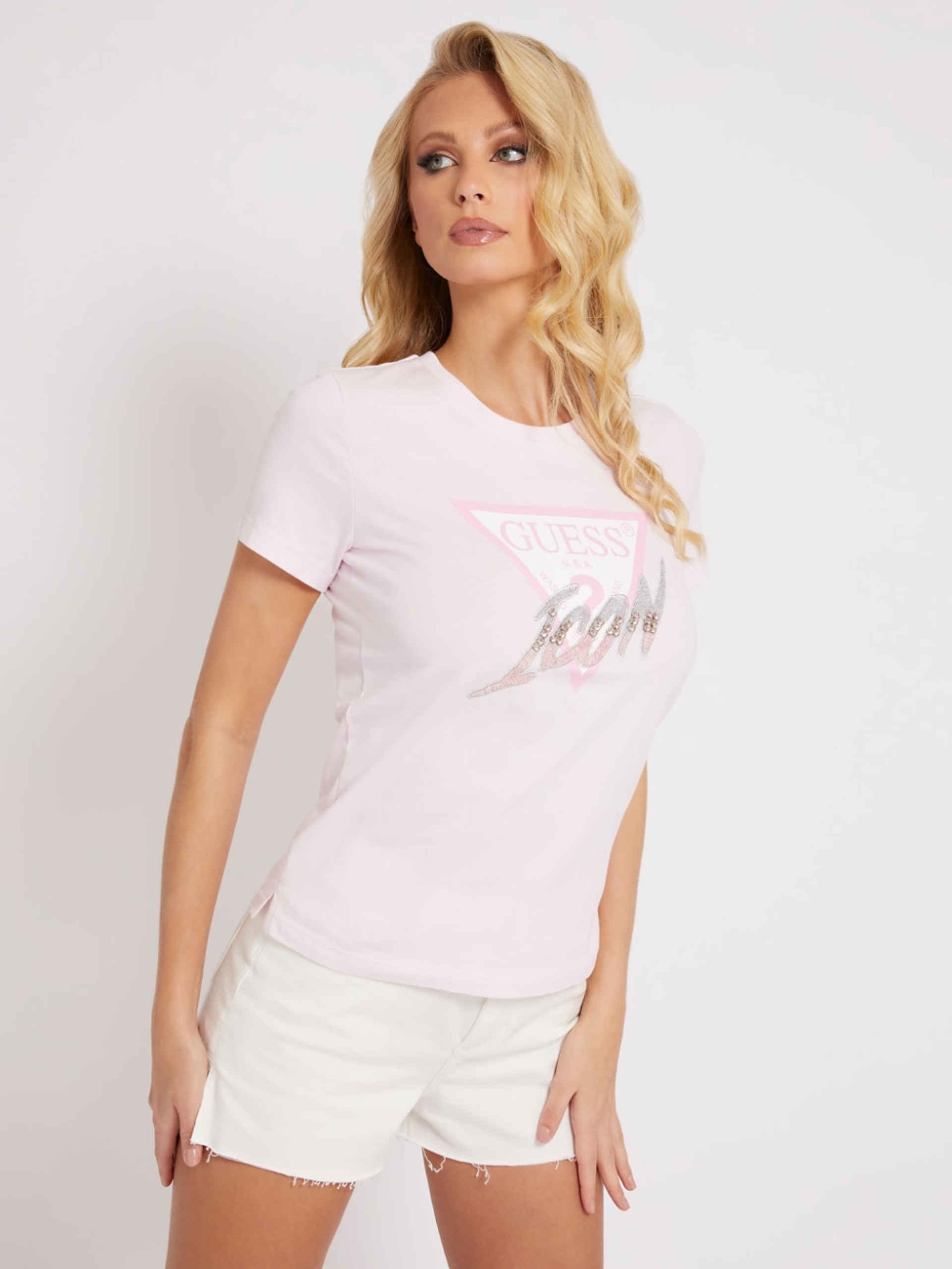 Guess dámské růžové tričko - XS (G6K9)