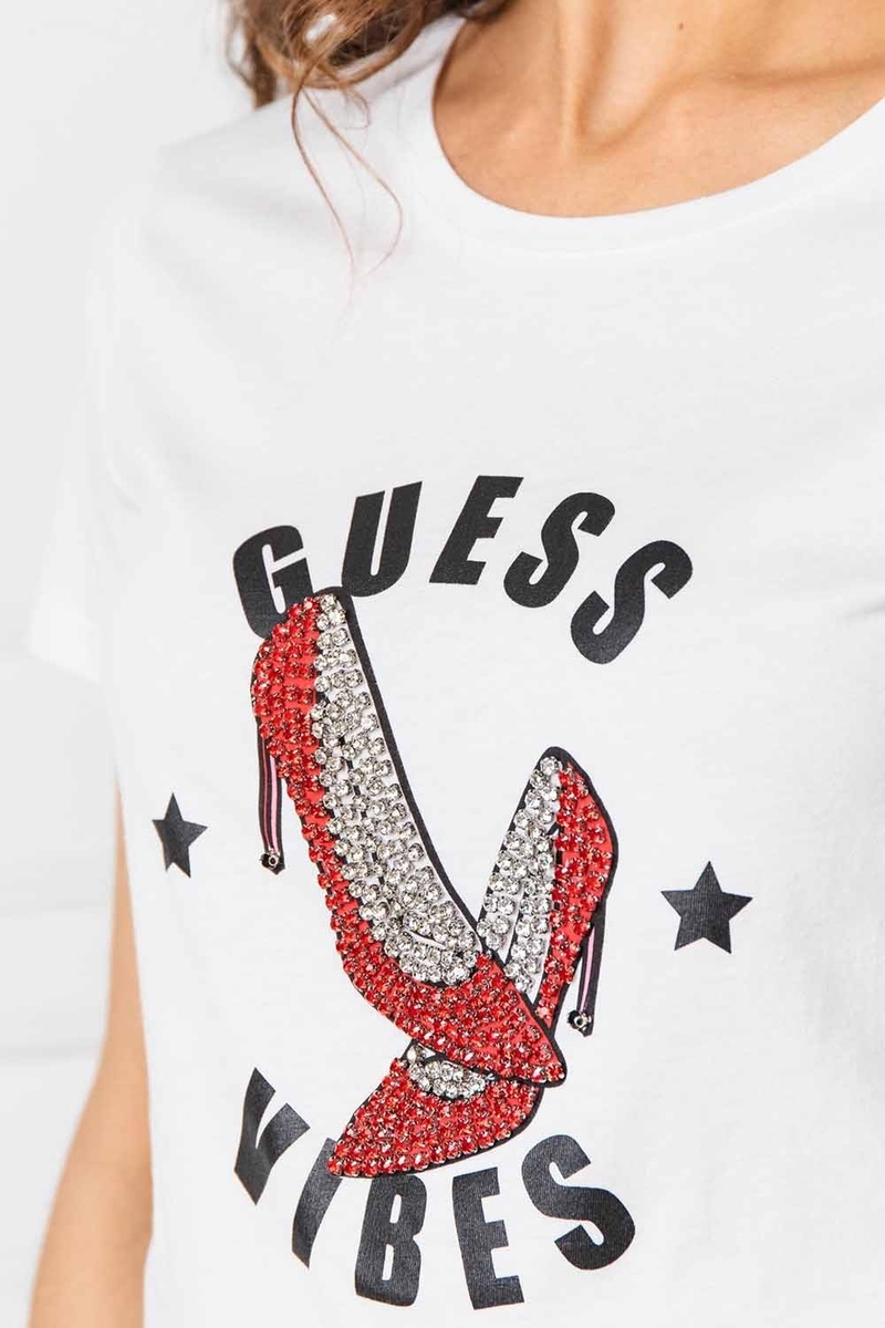 Guess dámské bílé tričko - M (TWHT)