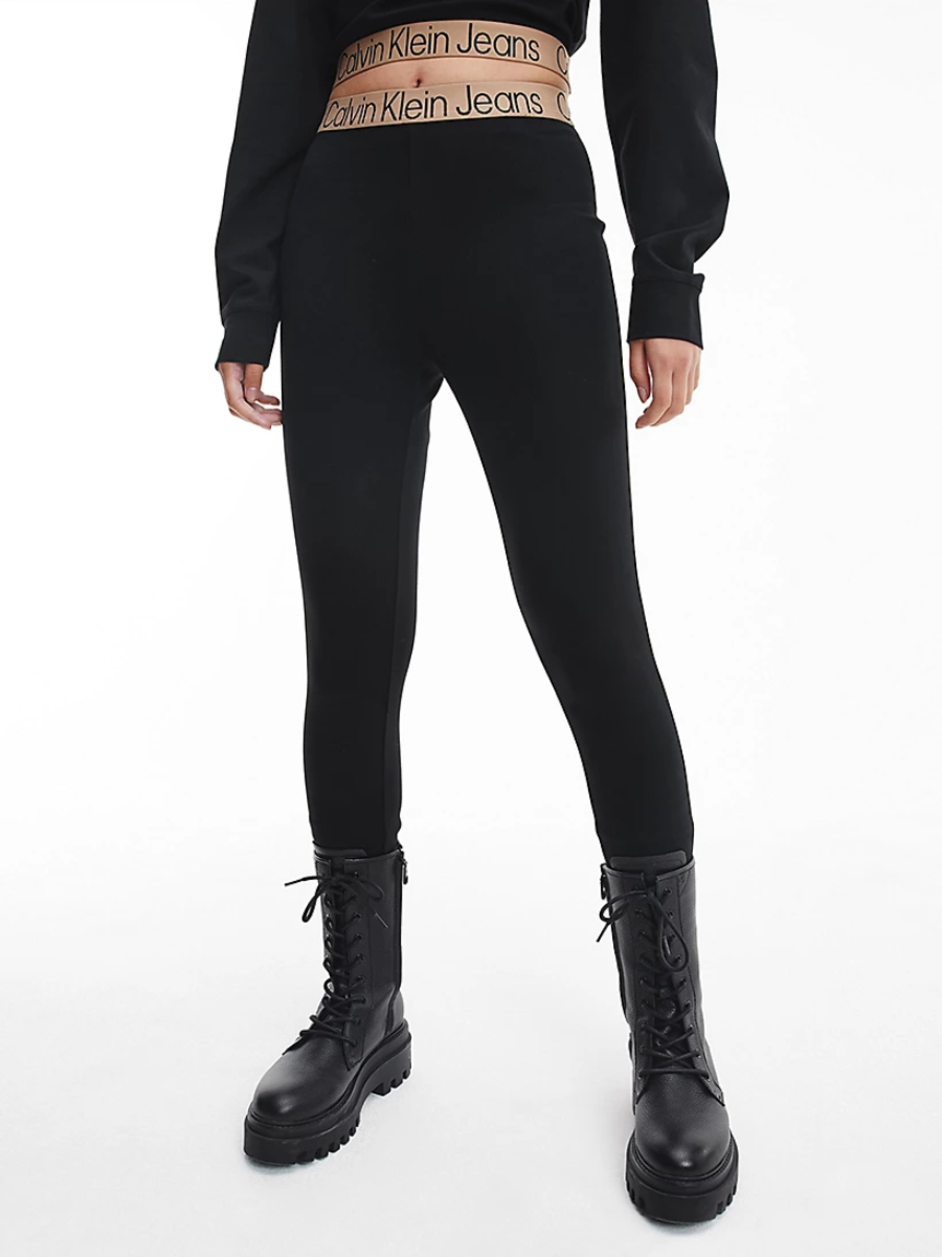 Calvin Klein dámské černé strečové legíny - L (BEH)