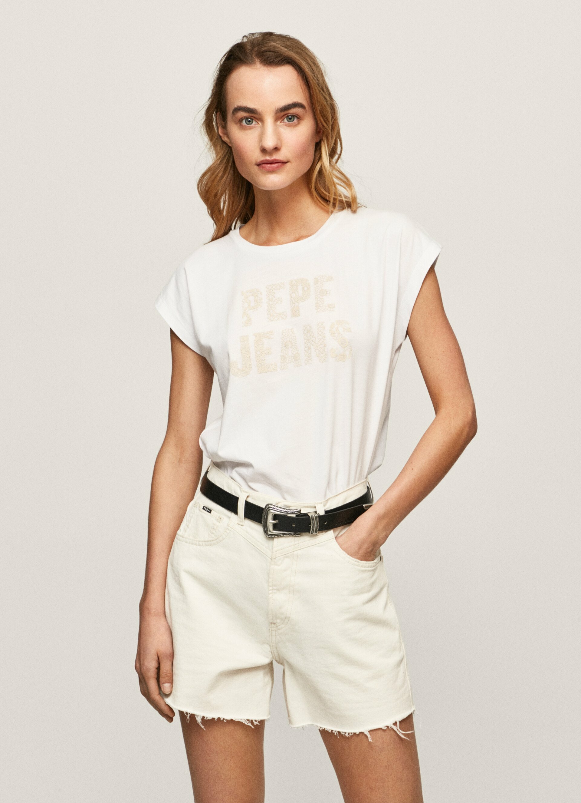 Pepe Jeans dámské bílé triko OLA s potiskem - M (800)