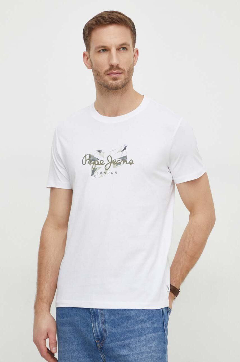 Pepe Jeans bílé pánské tričko  COUNT - L (800)