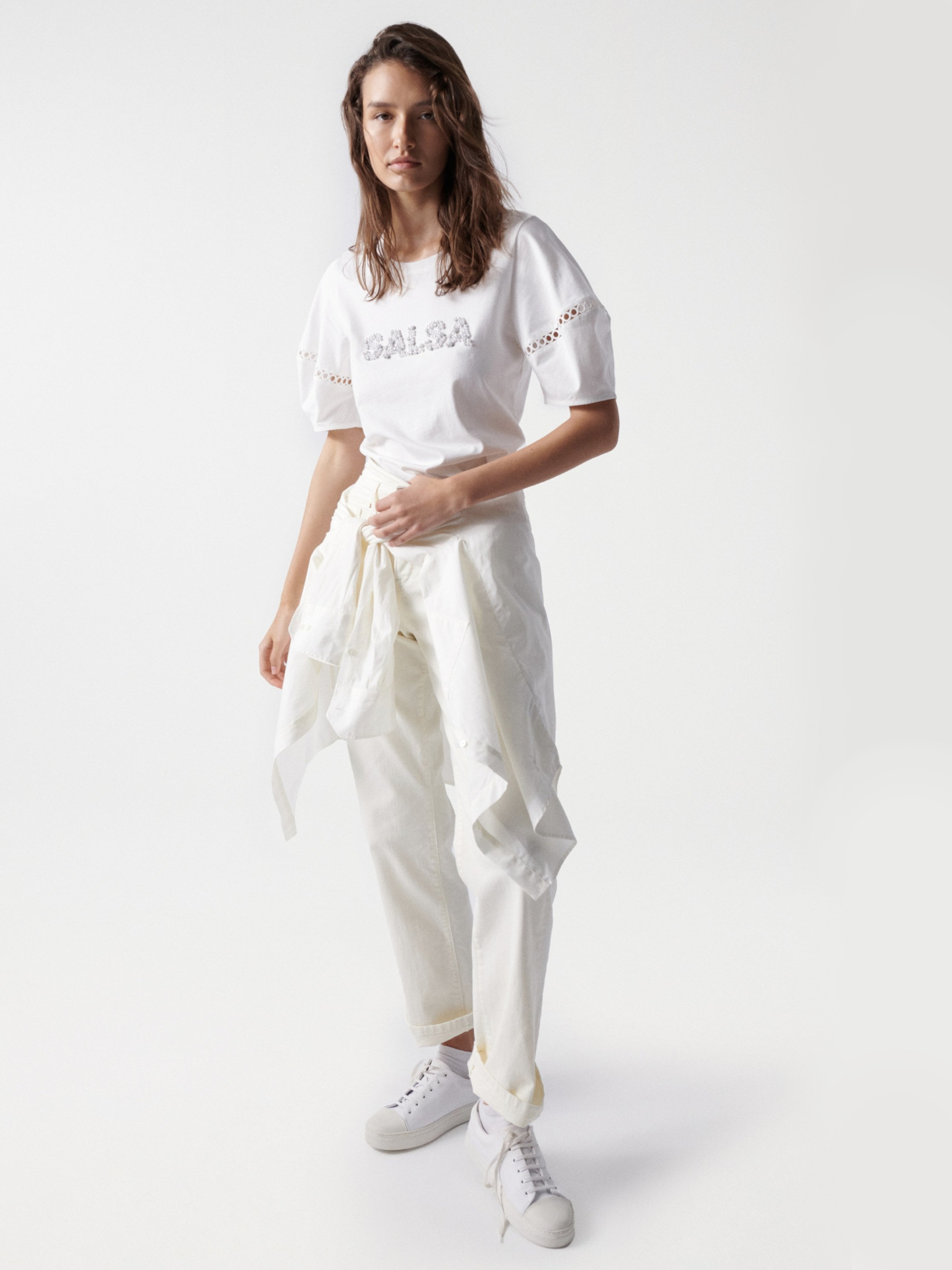 Levně Salsa Jeans dámské bílé tričko - S (0071)
