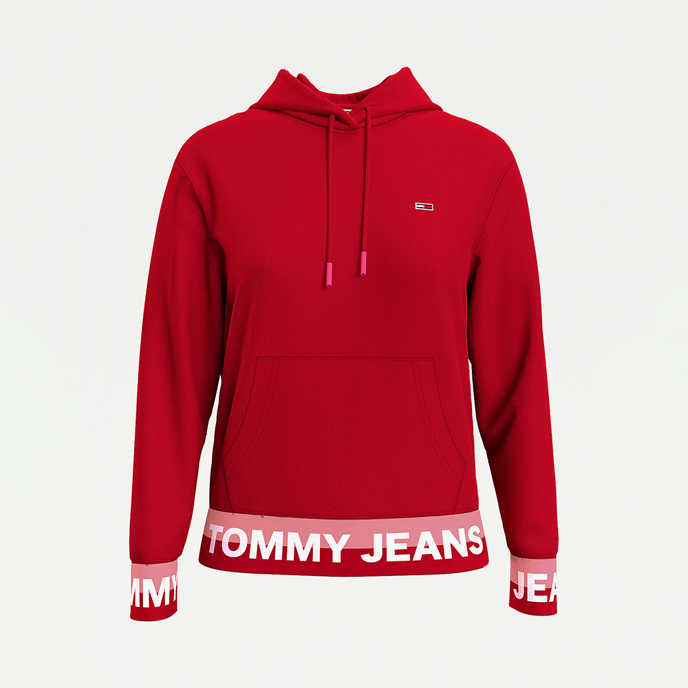 Tommy Jeans dámská červená mikina s potiskem - XS (XLK)