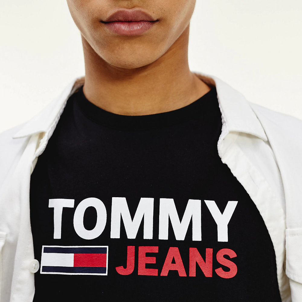 Tommy Jeans pánské černé triko s dlouhým rukávem - S (BDS)