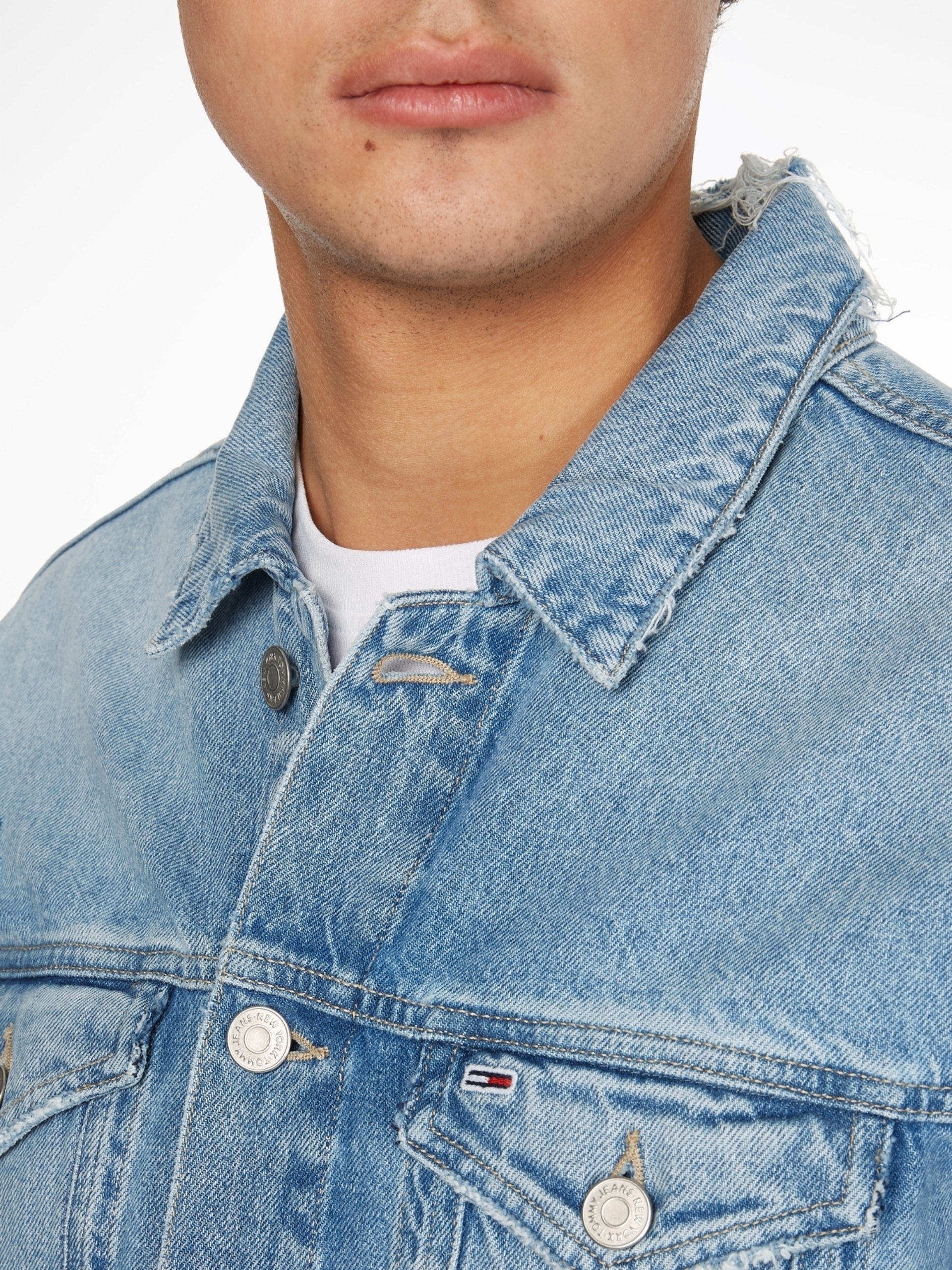 Tommy Jeans pánská modrá džínová bunda - S (1AB)