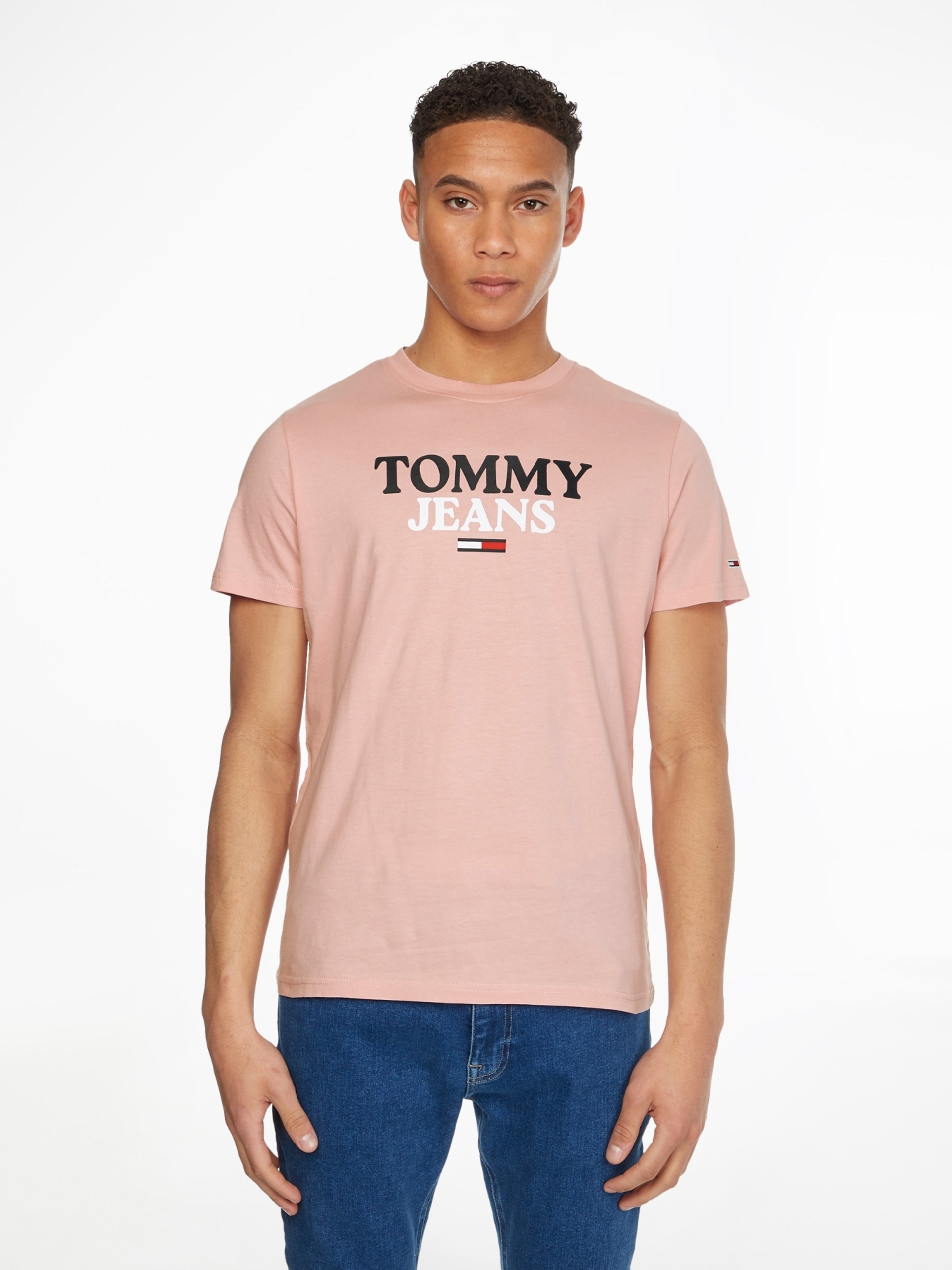 Tommy Jeans pánské růžové tričko