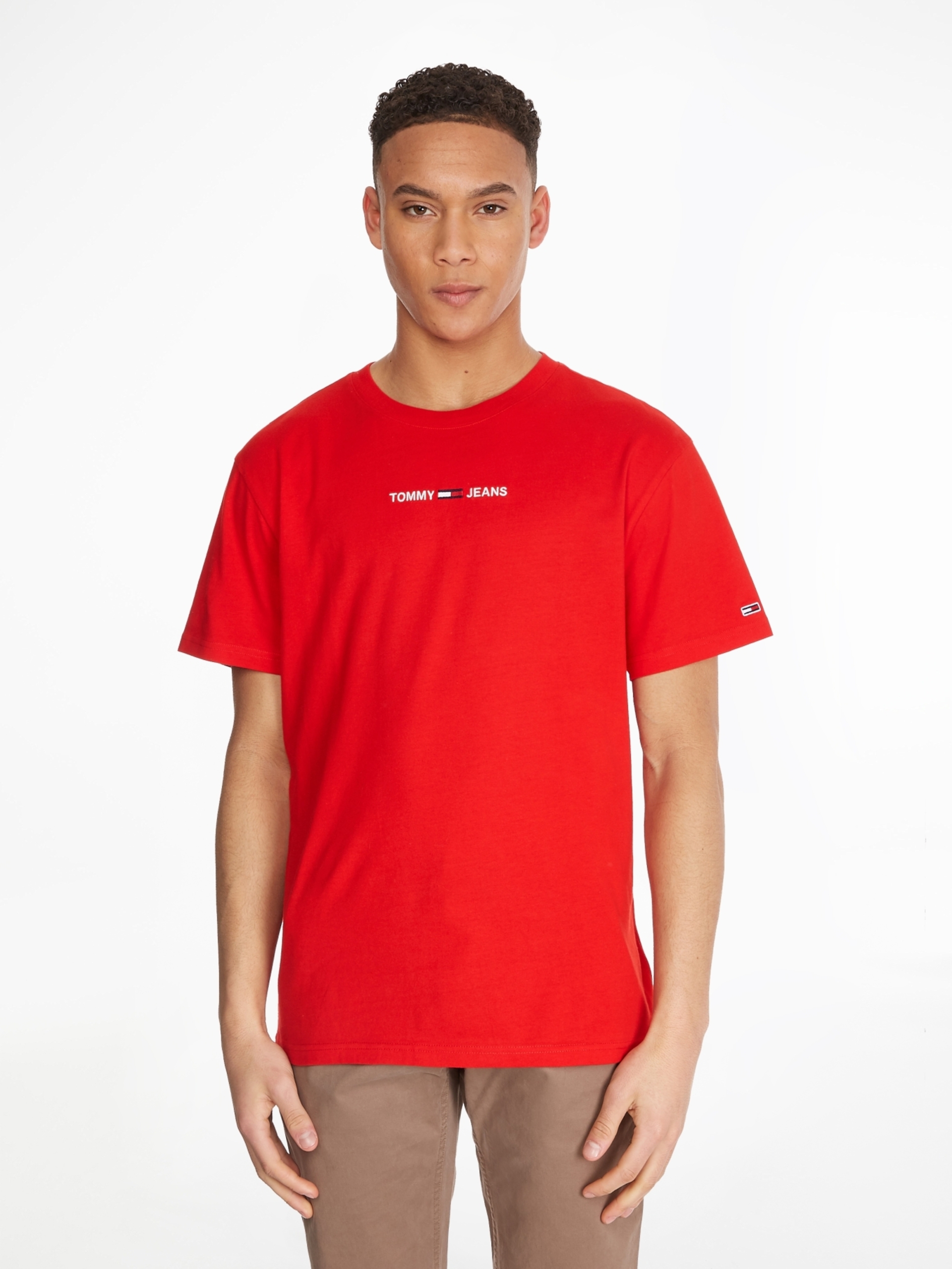 Tommy Jeans pánské červené triko - XL (XNL) Tommy Jeans pánské červené triko - XL (XNL)