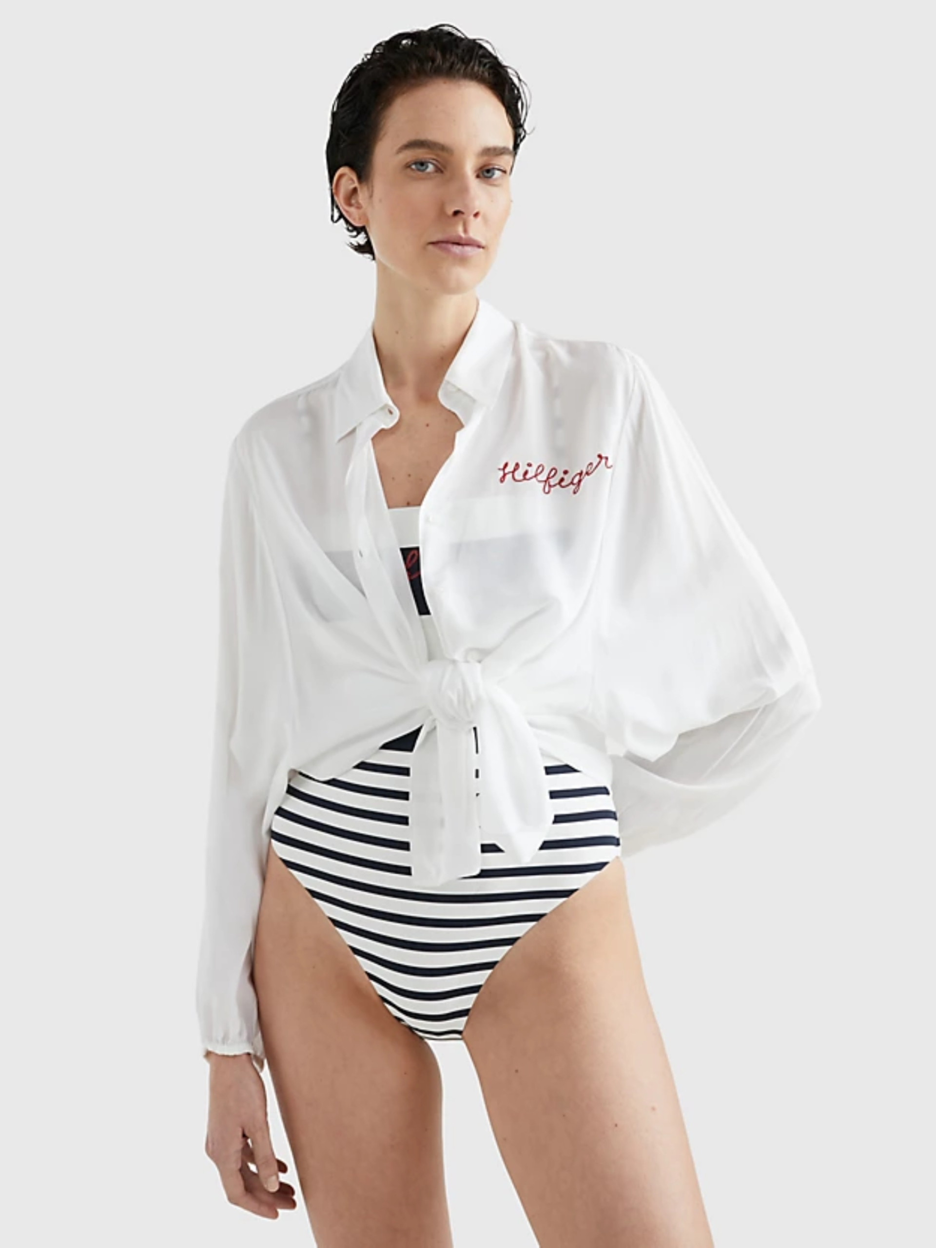 Levně Tommy Hilfiger dámská bílá plážová košile - S (YBR)