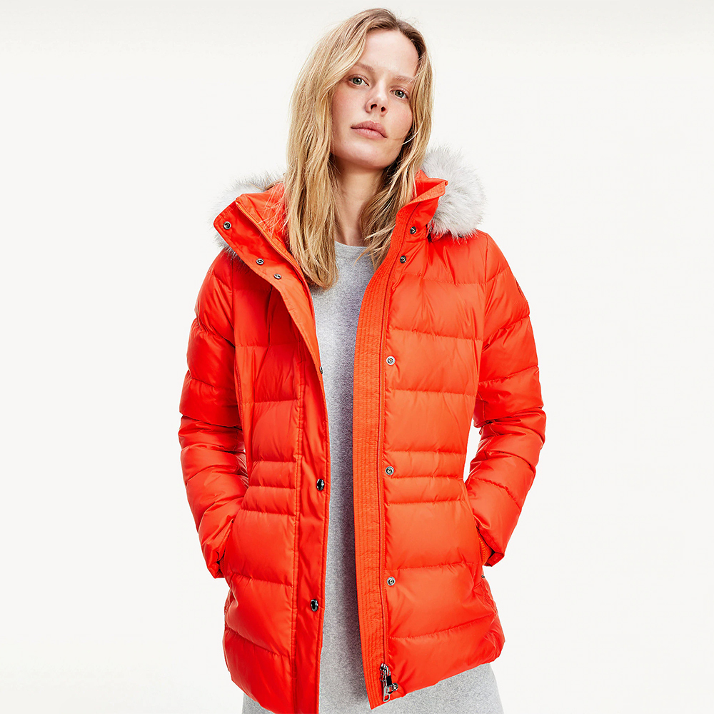 Tommy Hilfiger dámská oranžová bunda Tyra - S (SNF)
