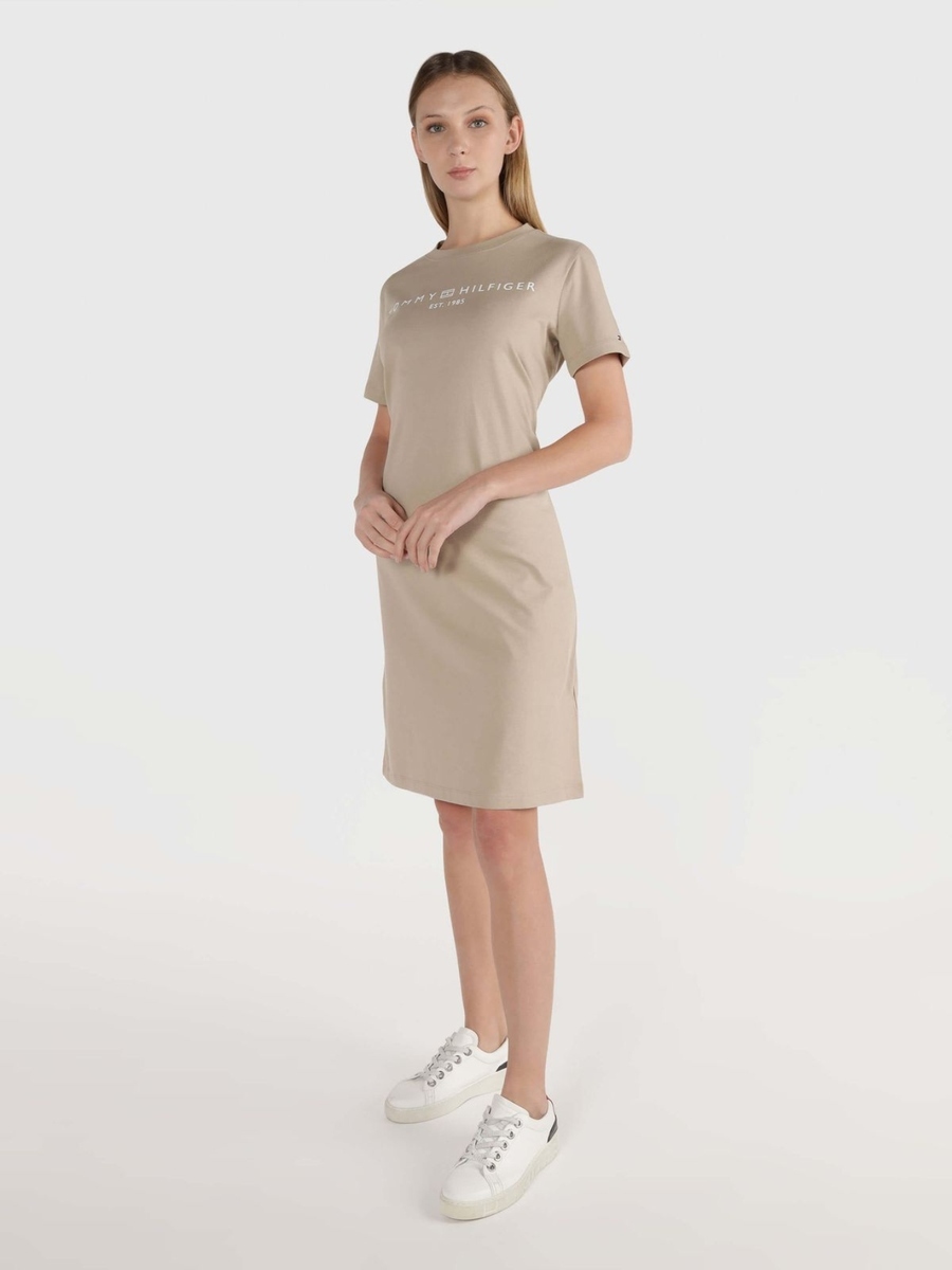 Tommy Hilfiger dámské béžové šaty - XL (AEG)