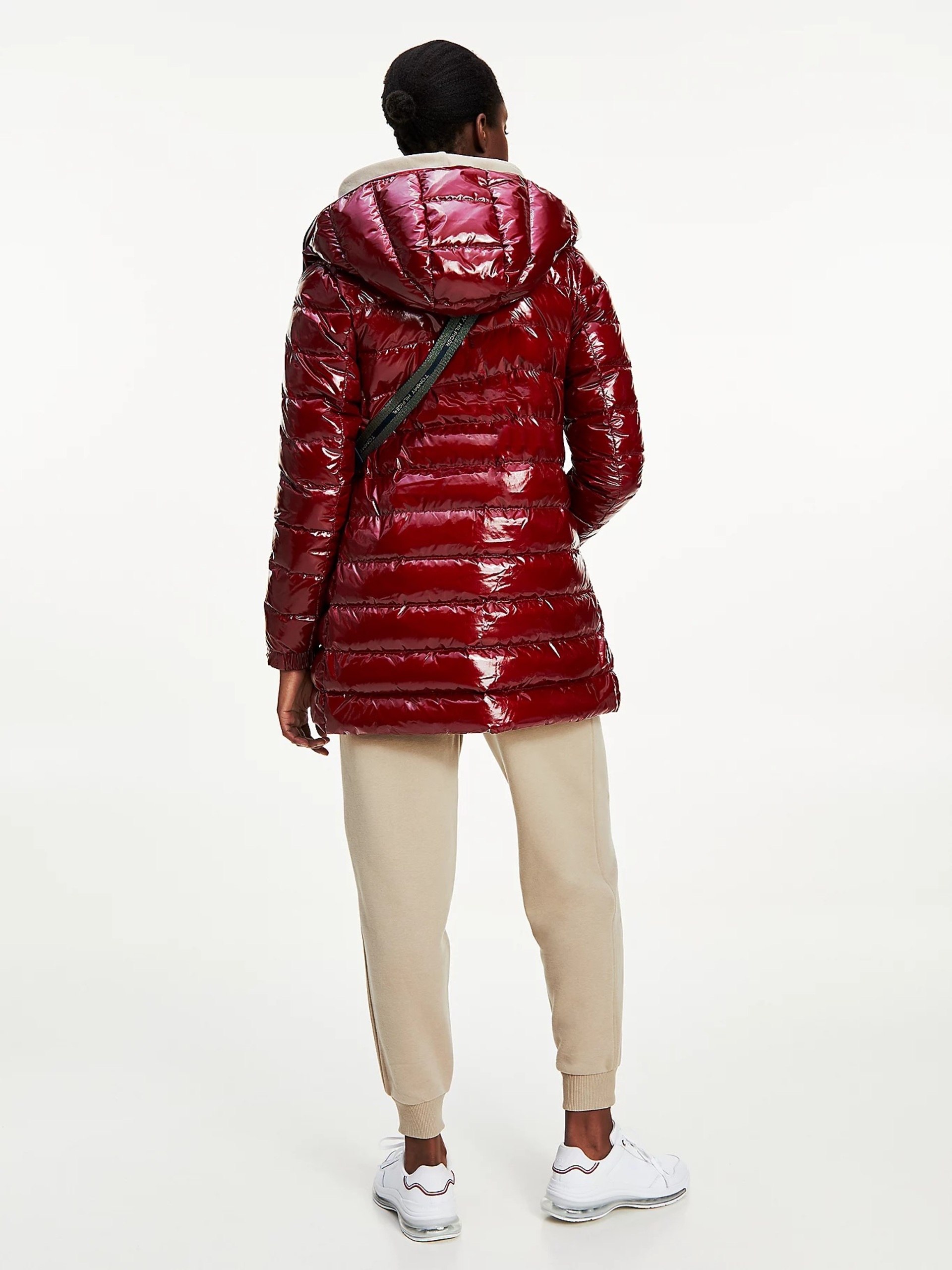 Tommy Hilfiger dámský červený kabát Glossy - M (XIT)