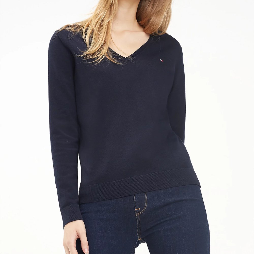 Tommy Hilfiger dámský tmavě modrý svetr HERITAGE