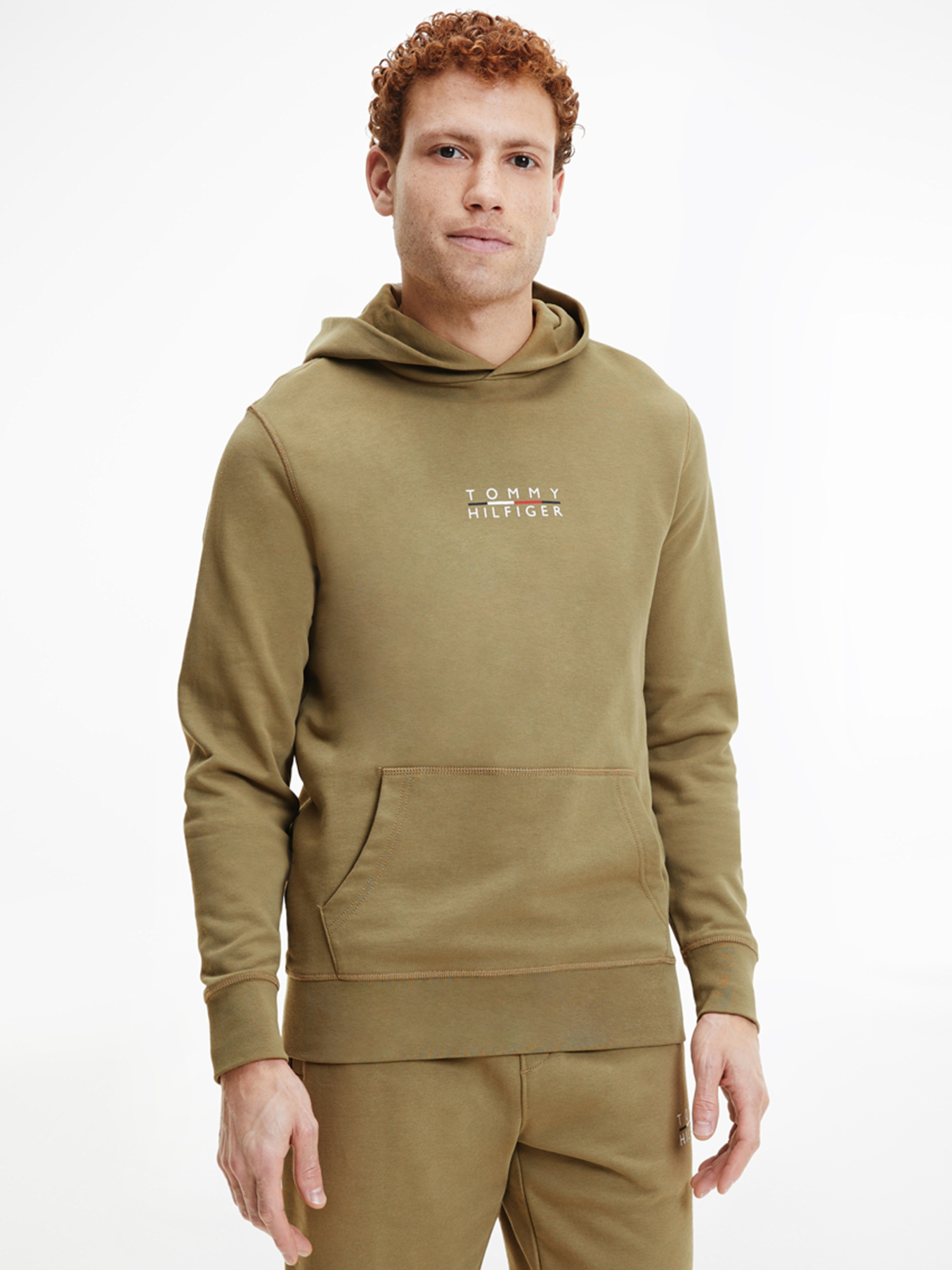 Tommy Hilfiger pánská khaki mikina Square logo - XXL (GXR)