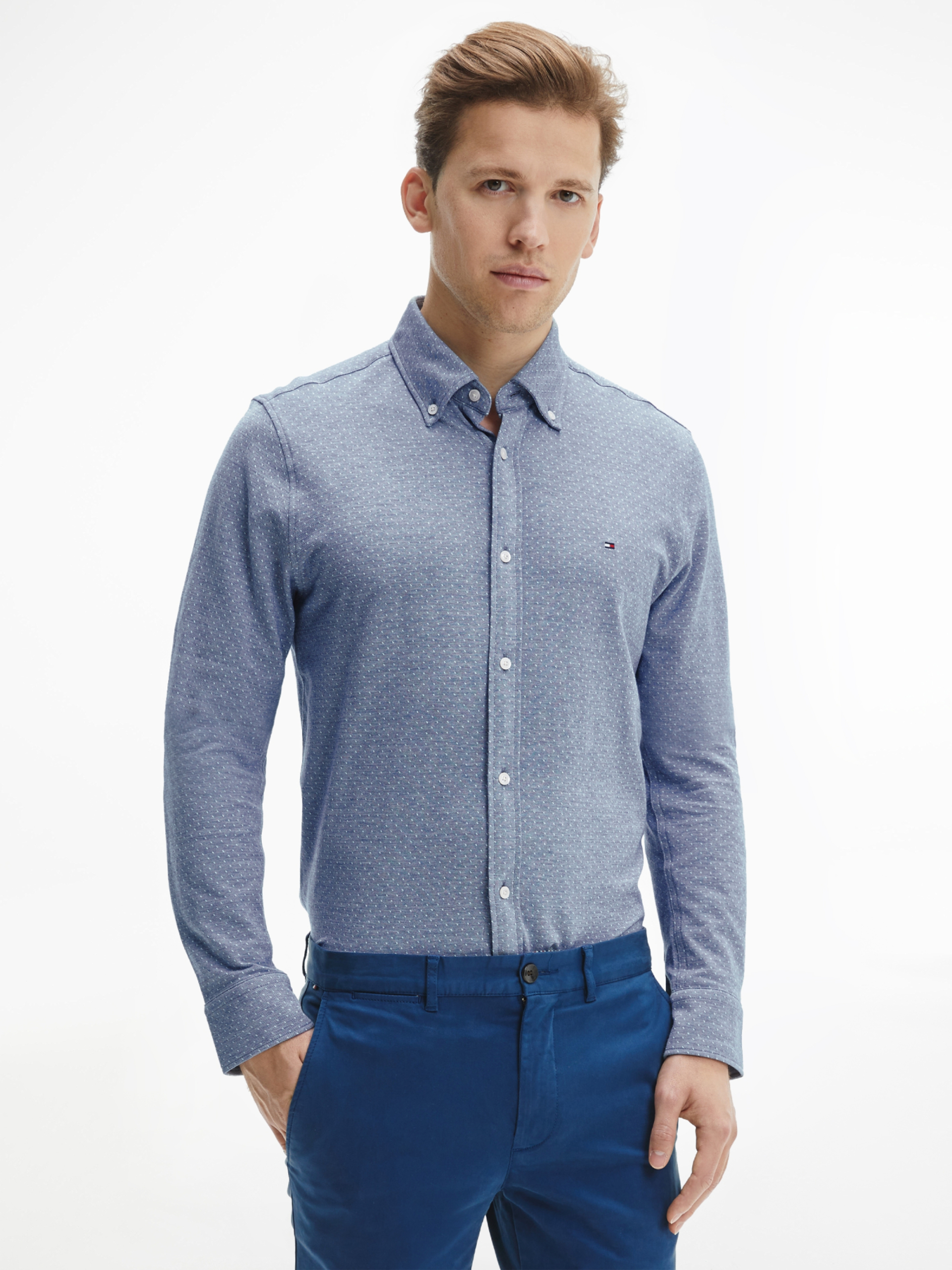 Tommy Hilfiger pánská modrá košile - L (0GZ)