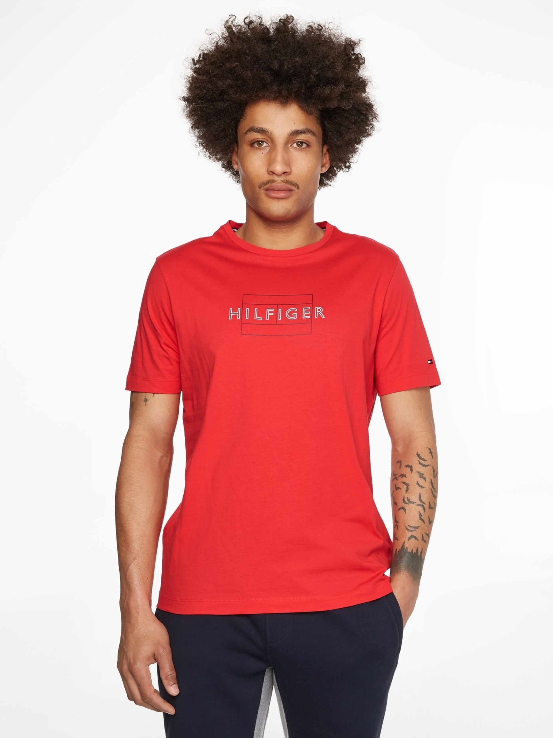 Tommy Hilfiger pánské červené triko Linear