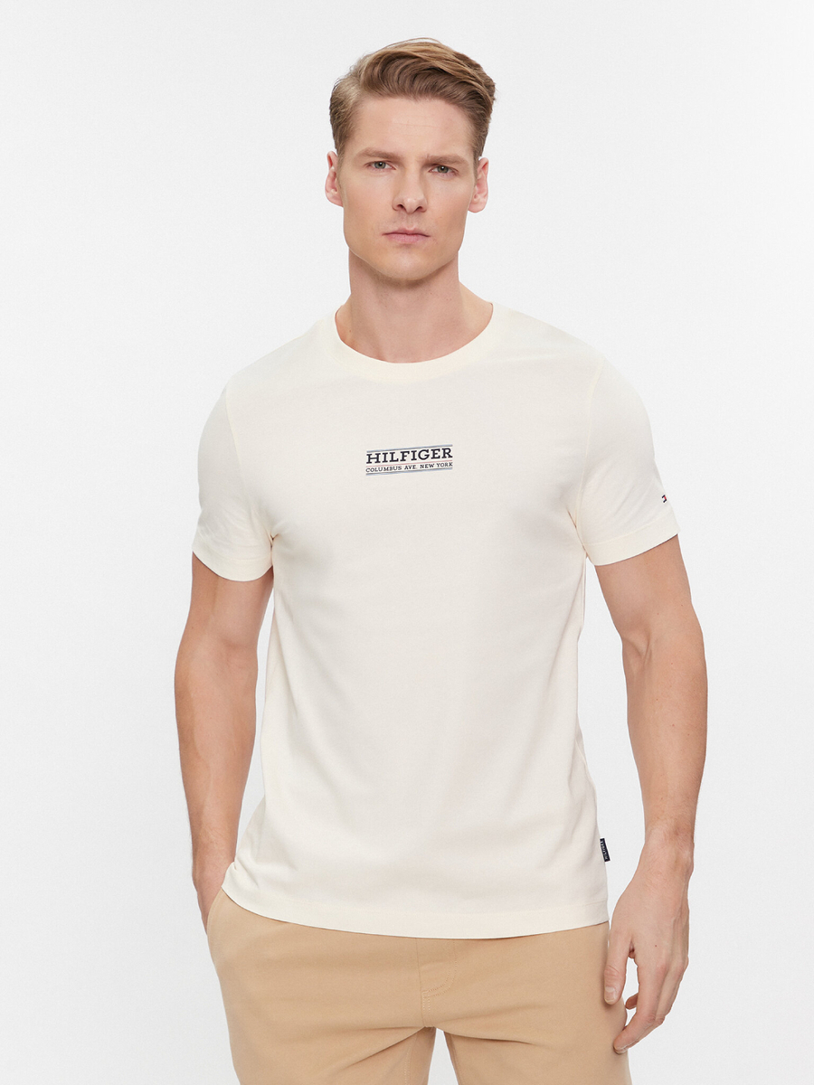 Tommy Hilfiger pánské krémové tričko - L (AEF)