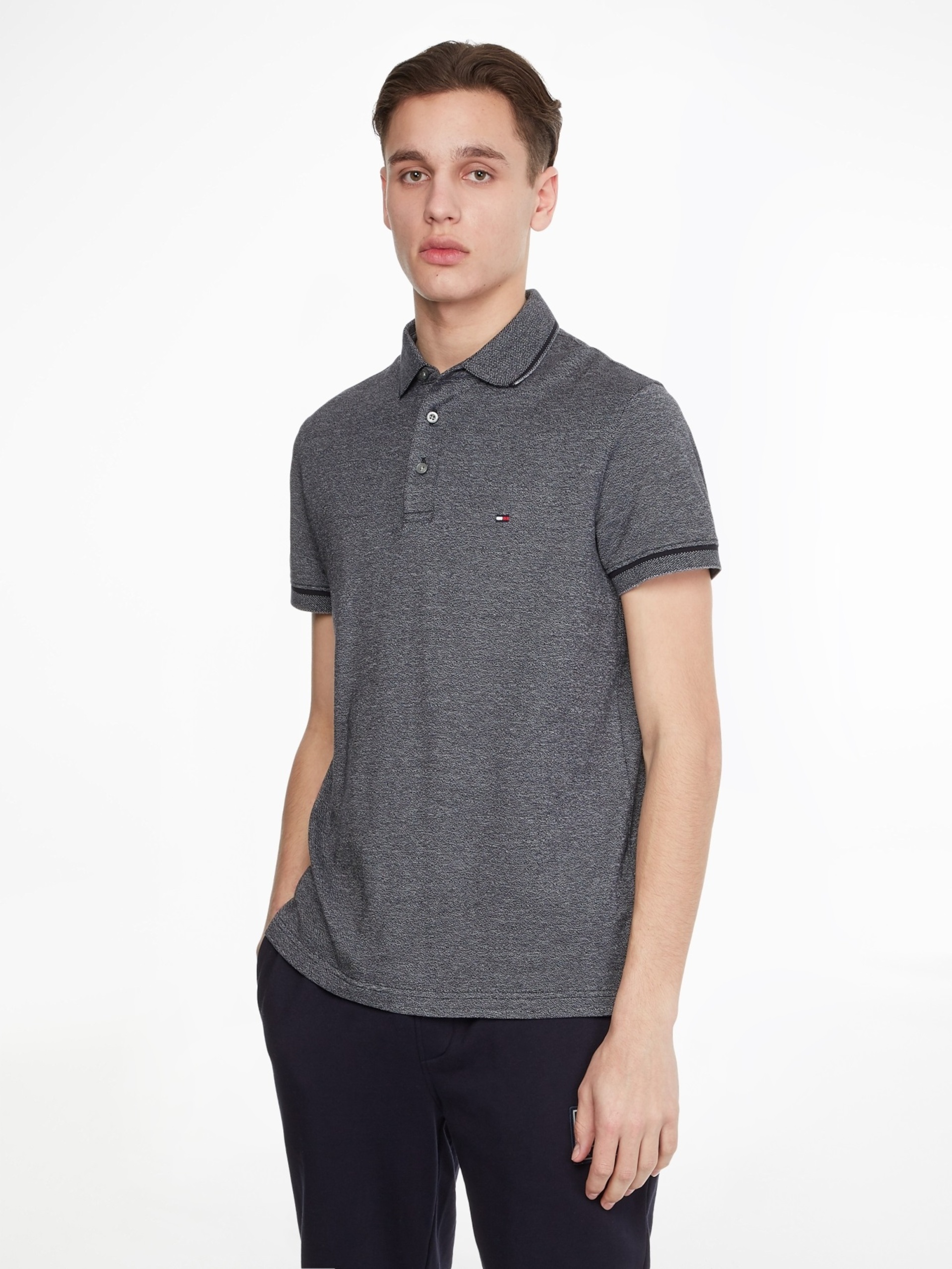 Levně Tommy Hilfiger pánské modré polo triko Mouline