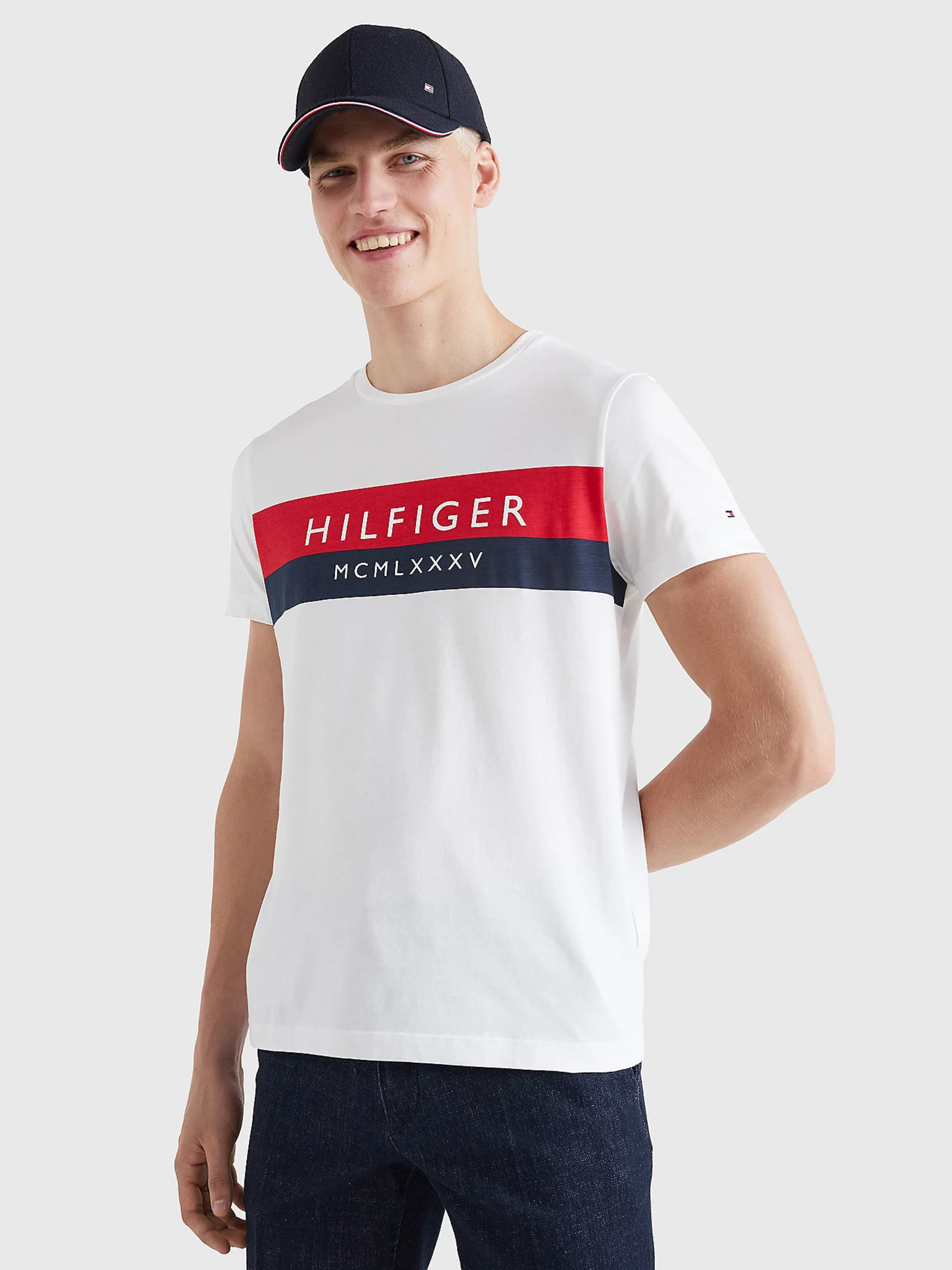 Tommy Hilfiger pánské bílé triko Two Tone - XXL (YBR)