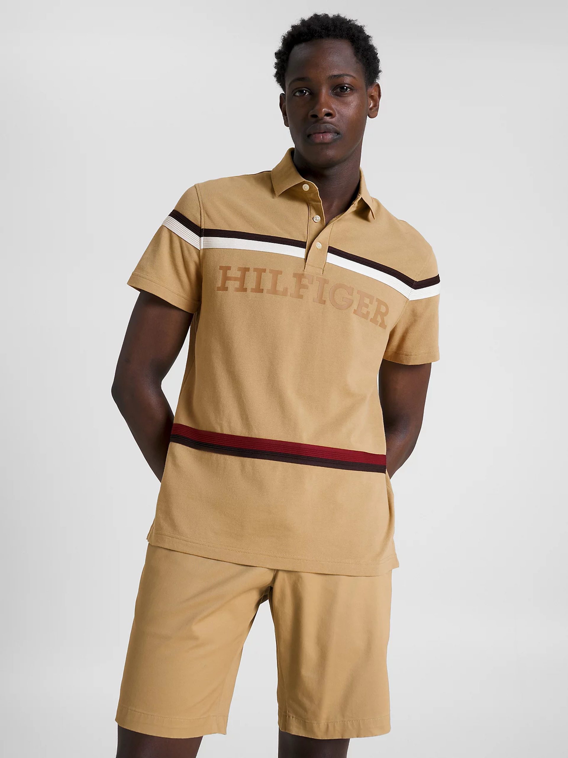 Tommy Hilfiger pánské béžové polotričko Monotype - XL (RBL)