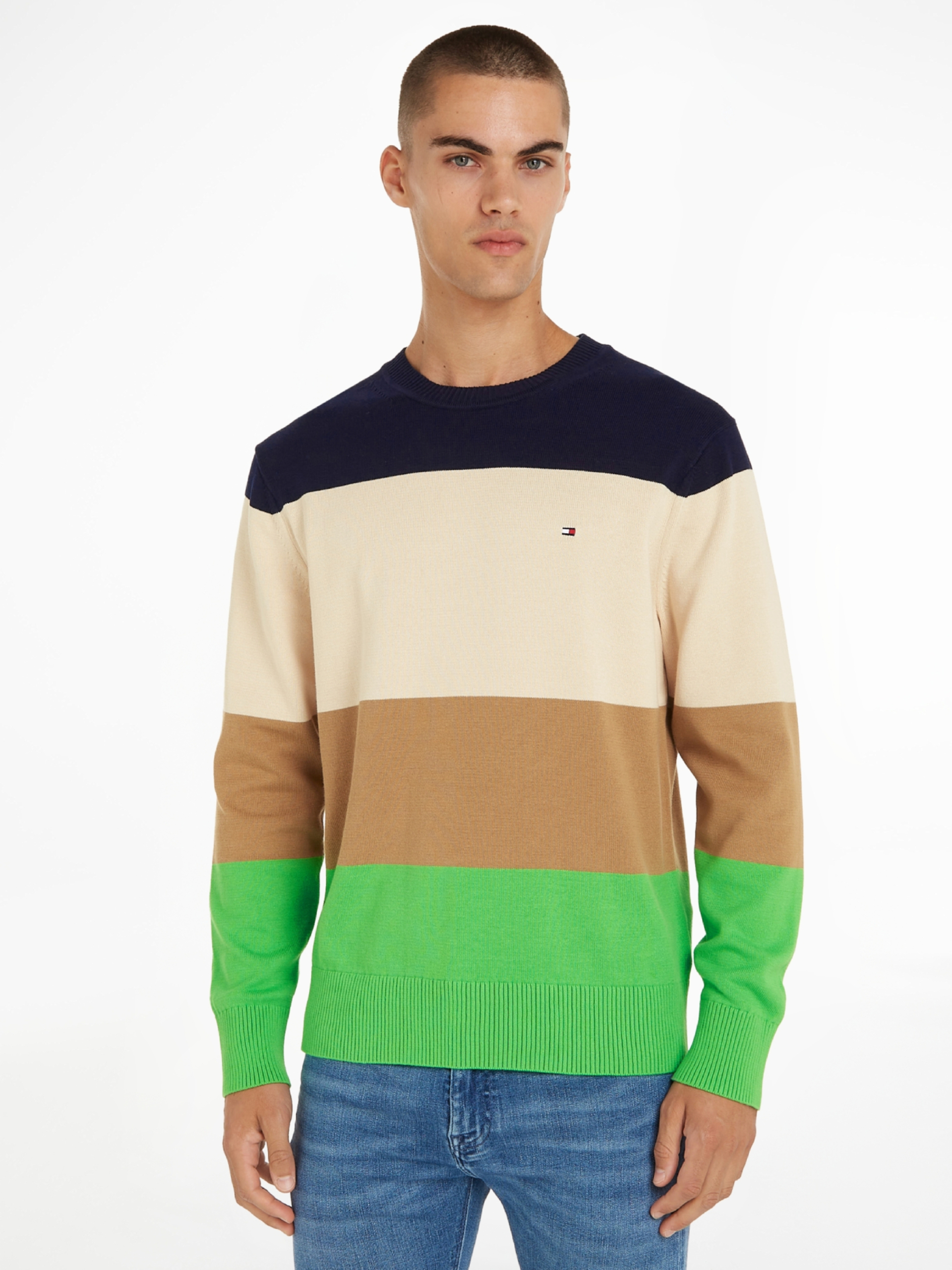 Tommy Hilfiger pánský vícebarevný svetr Colourblock - XXL (0GY)