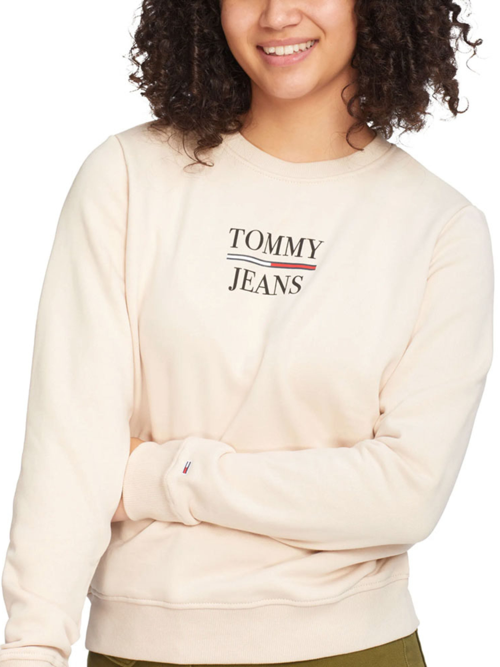 Tommy Jeans dámská béžová mikina - L (ABI)