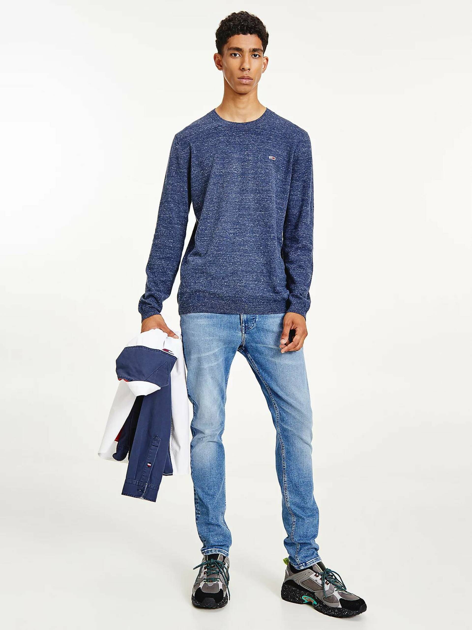 Tommy Jeans pánský tmavě modrý svetr  - M (C87)