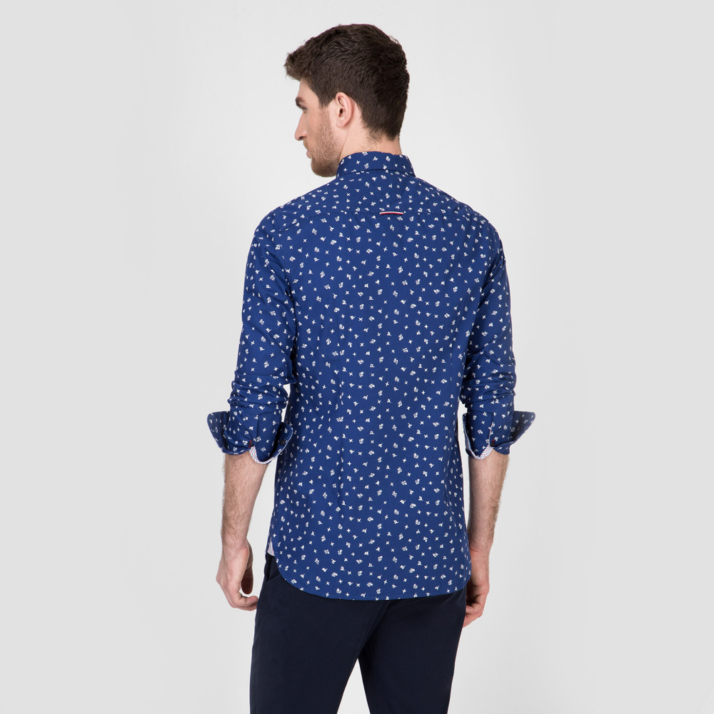 Tommy Hilfiger pánská modrá košile se vzorem - M (0GZ)