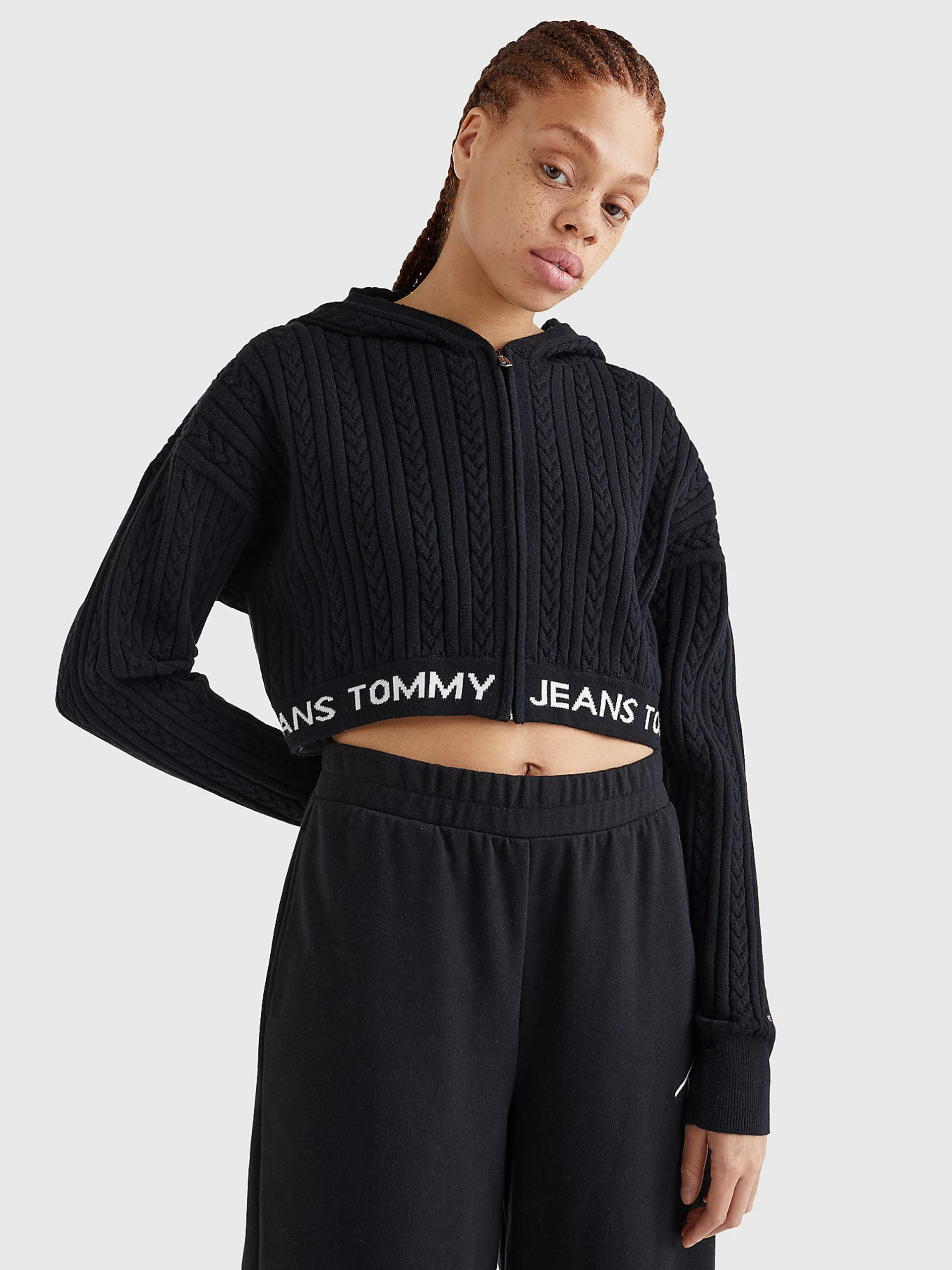 Tommy Jeans dámská černá mikina WAISTBAND  - S (BDS)