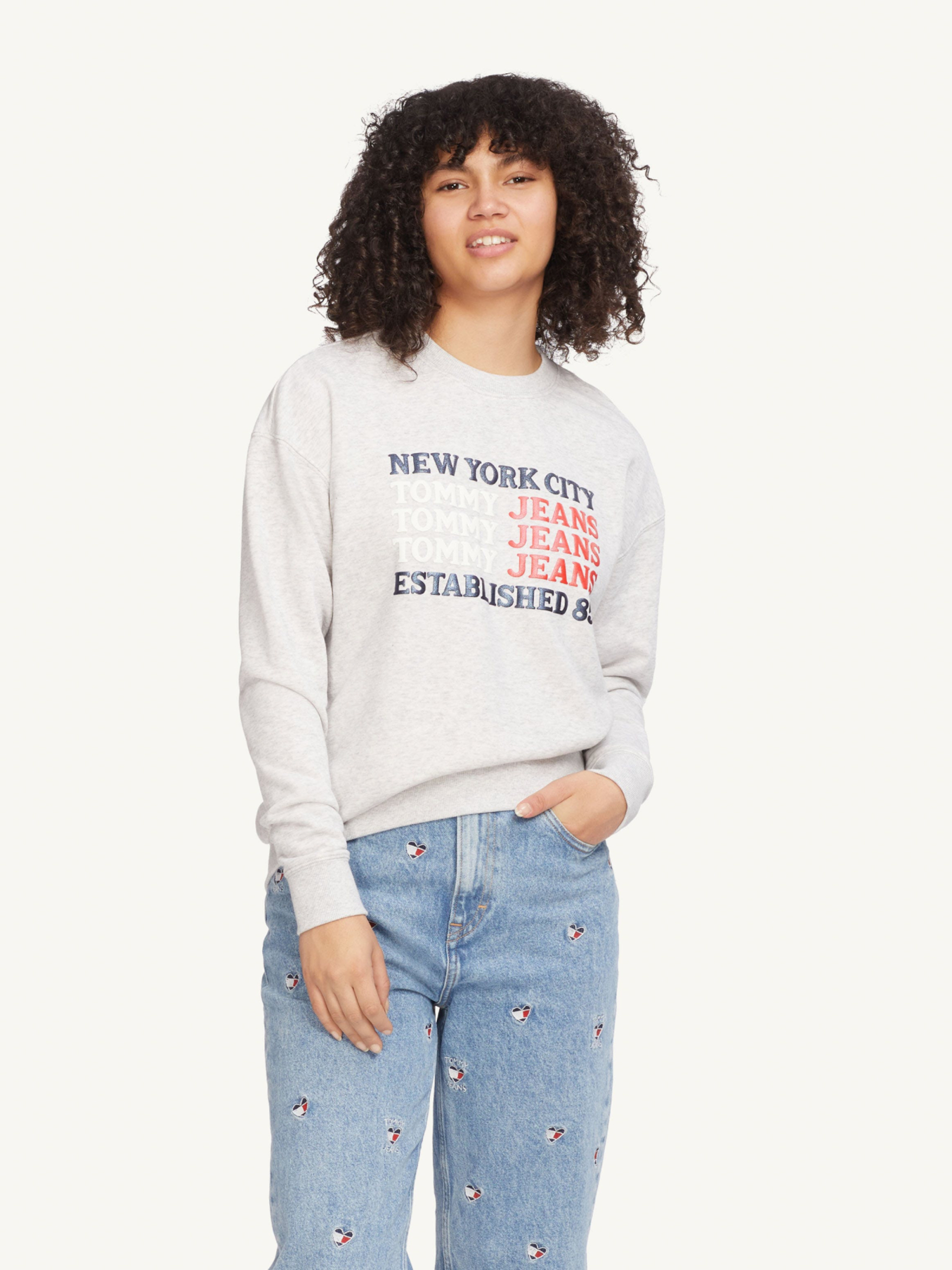 Tommy Jeans dámská šedá mikina OVERSIZED