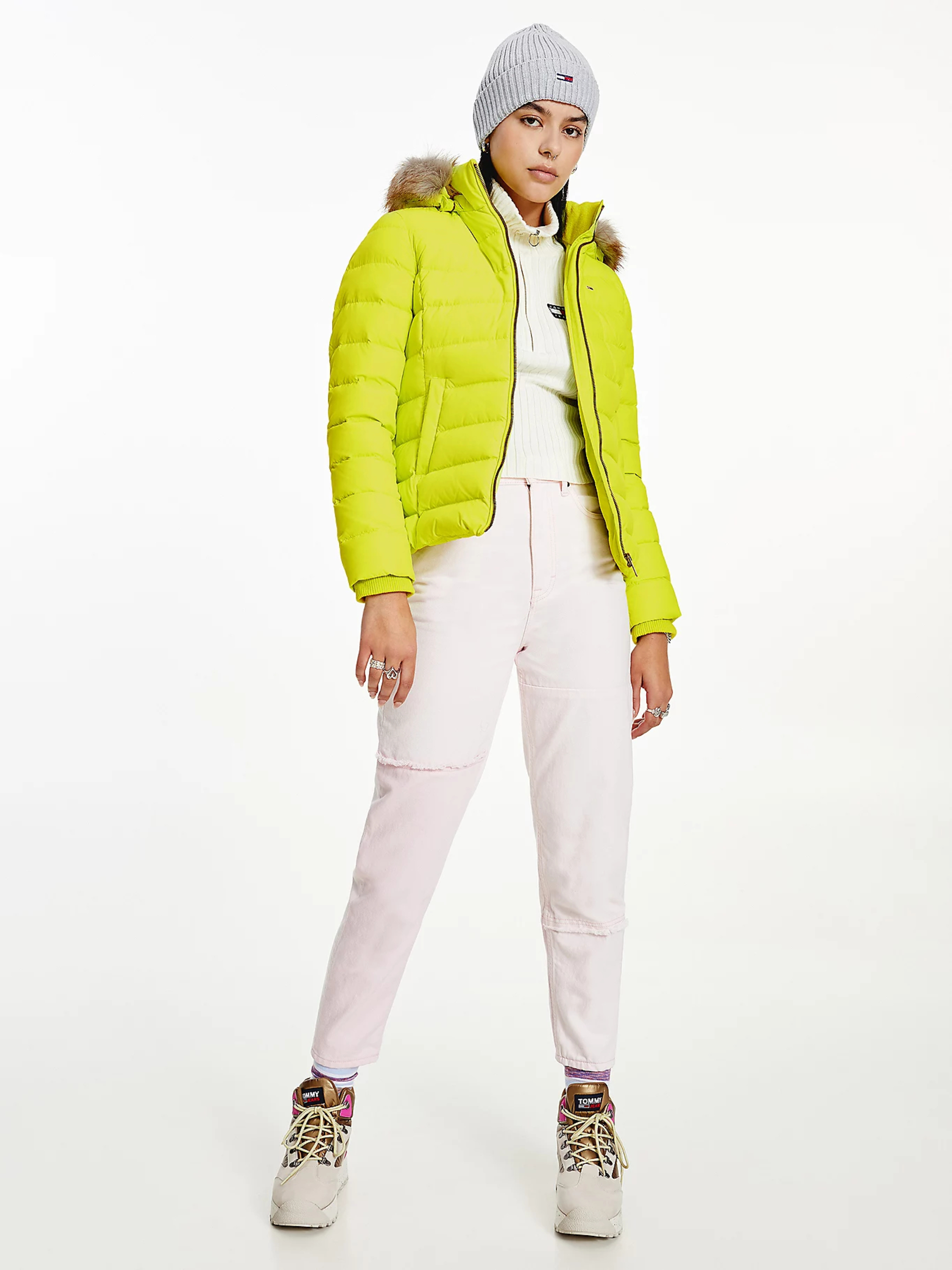 Tommy Jeans dámská neonová zimní bunda - XS (LSE)