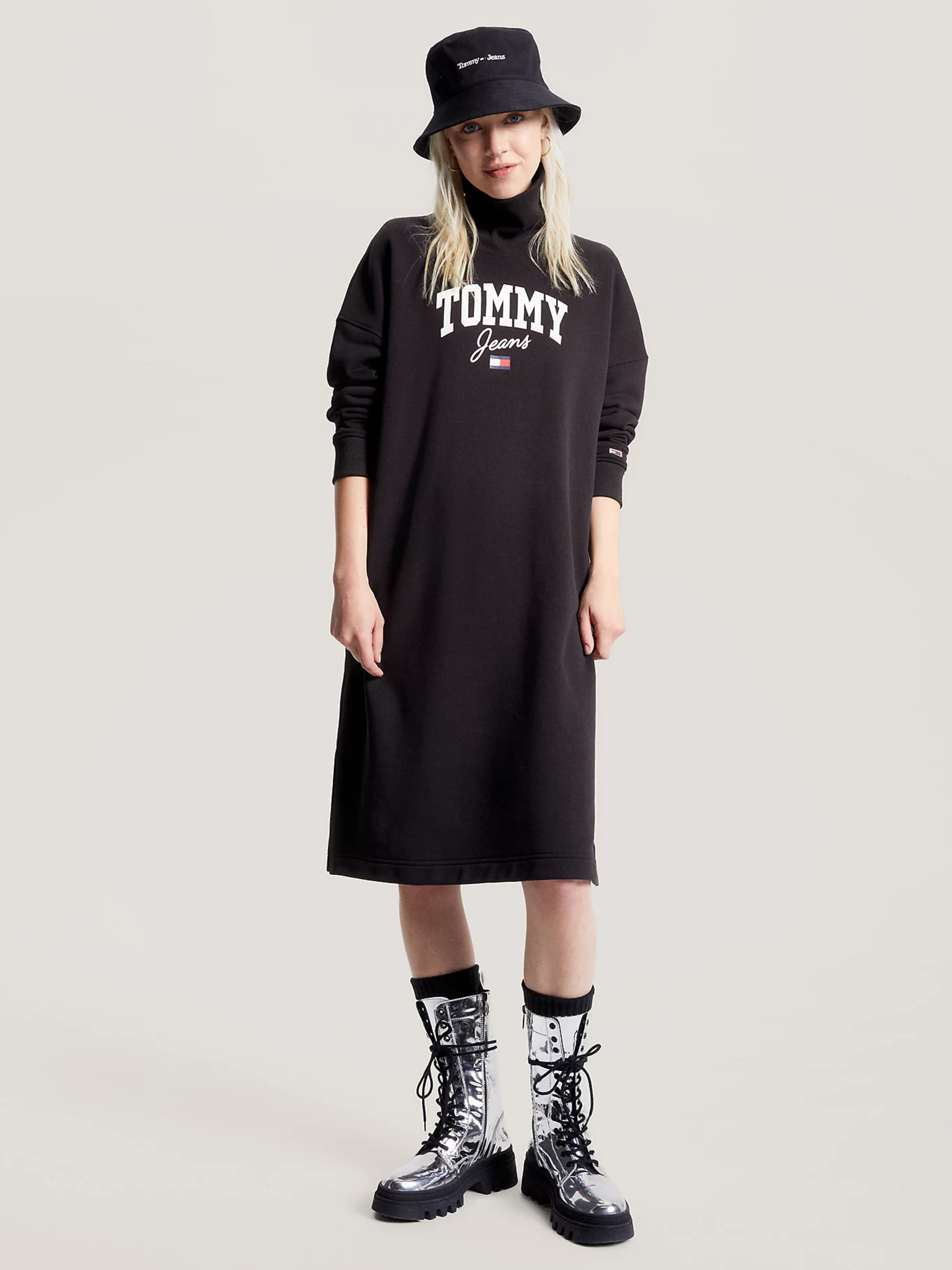 Tommy Jeans dámské černé mikinové šaty - L (BDS)