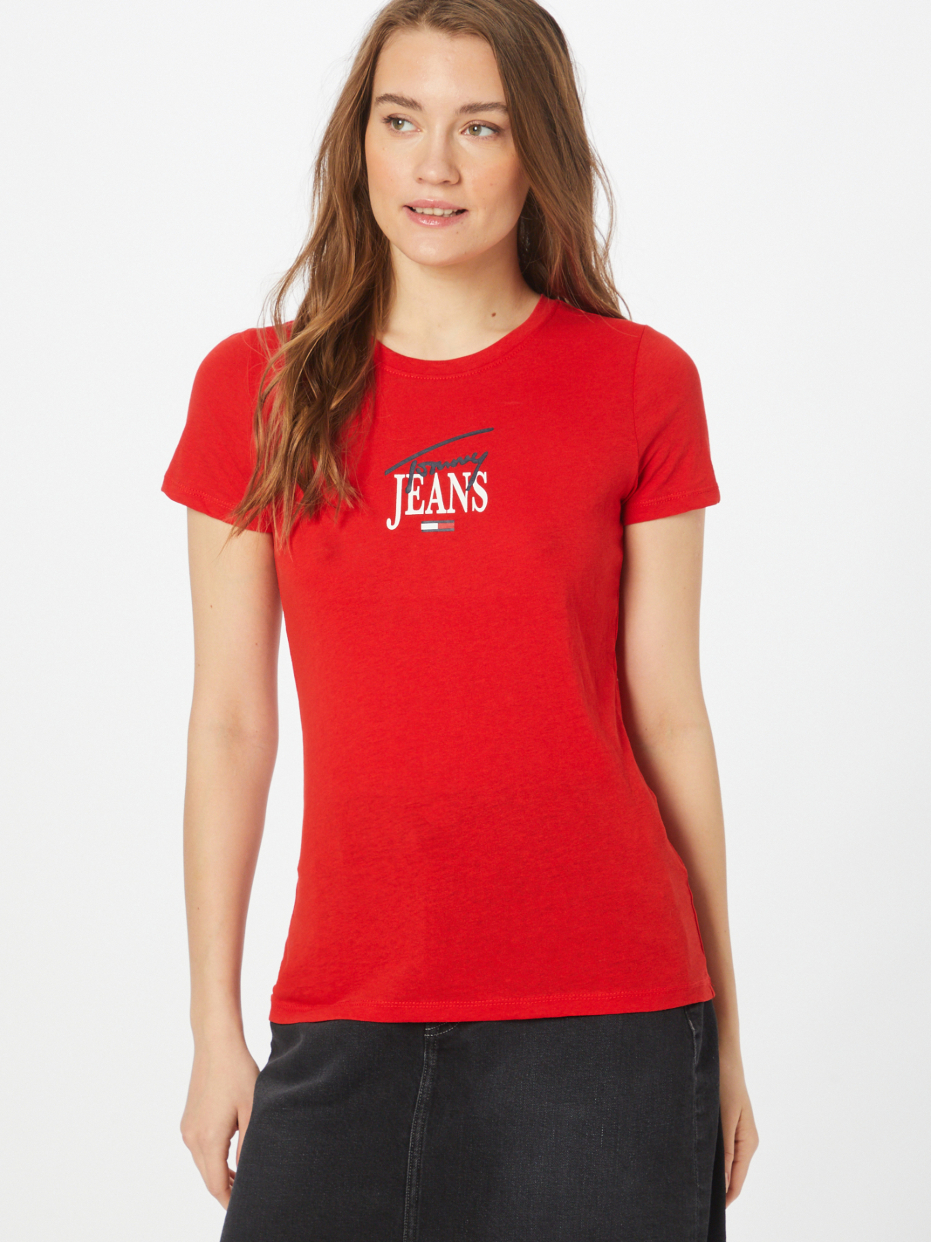 Tommy Jeans dámské červené triko  - XS (XNL)
