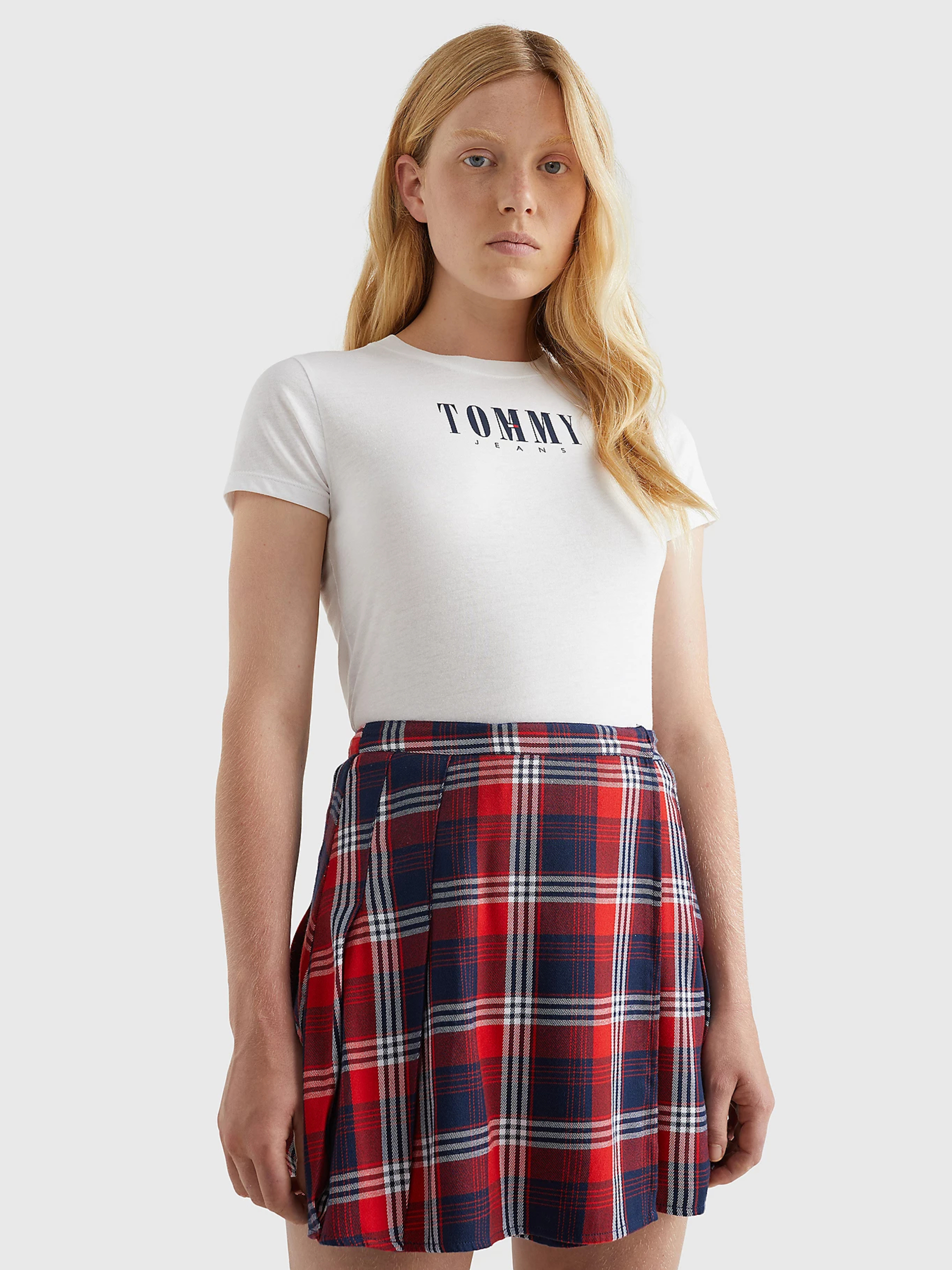 Tommy Jeans dámské bílé tričko - S (YBR)