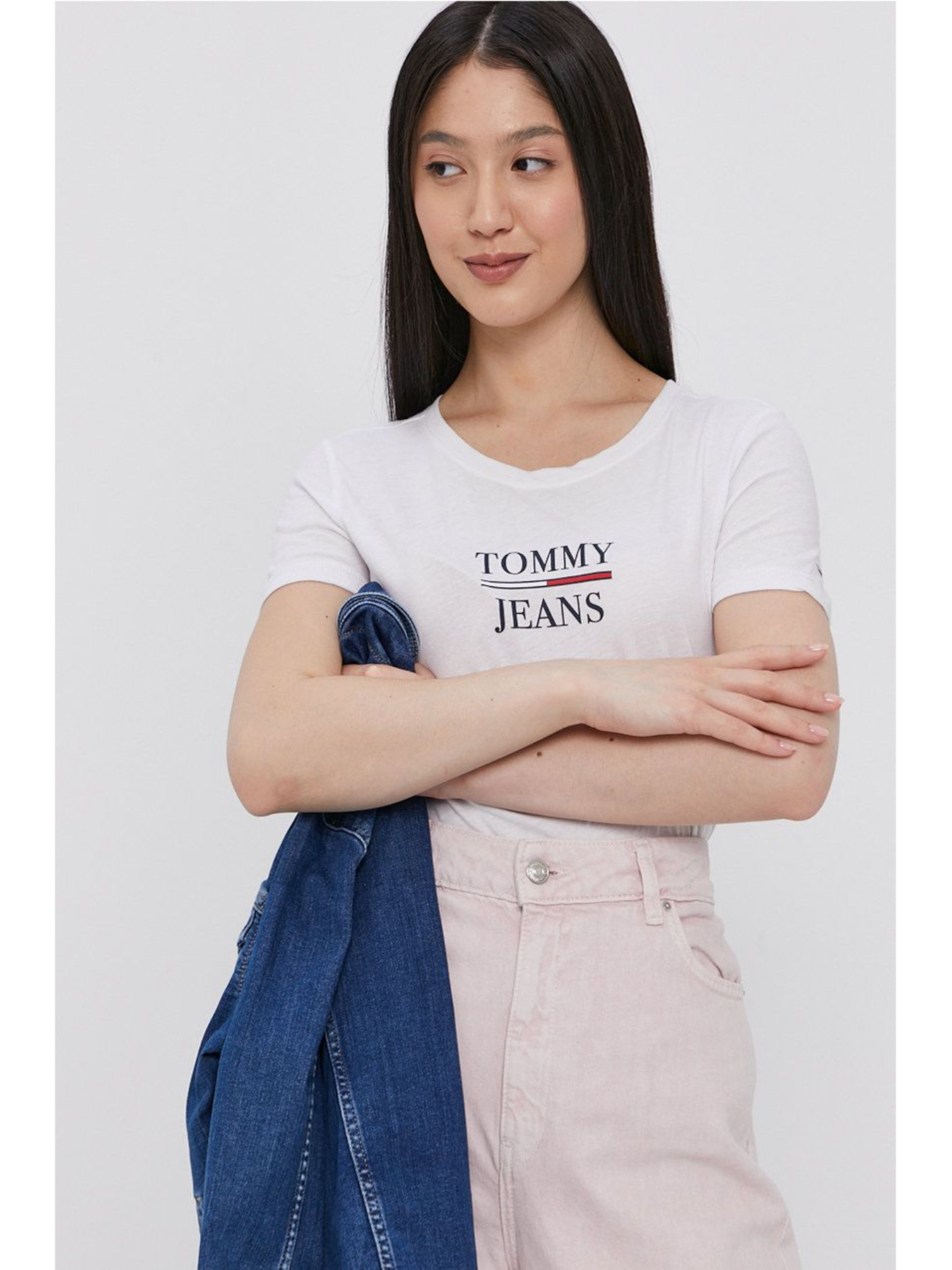 Tommy Jeans dámské bílé tričko - S (YBR) Tommy Jeans dámské bílé tričko - S (YBR)