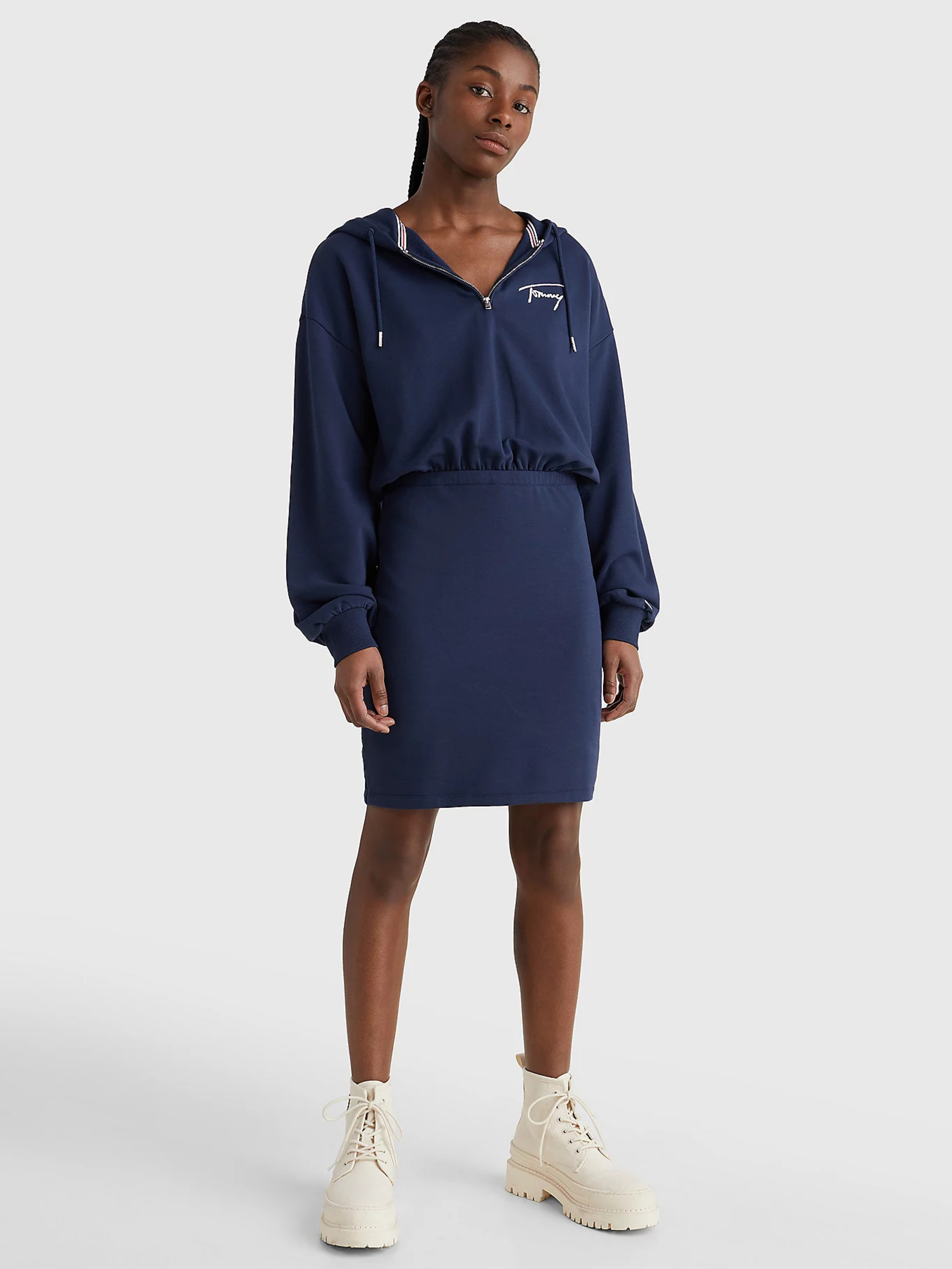 Tommy Jeans dámské tmavě modré mikinové šaty SIGNATURE - M (C87)