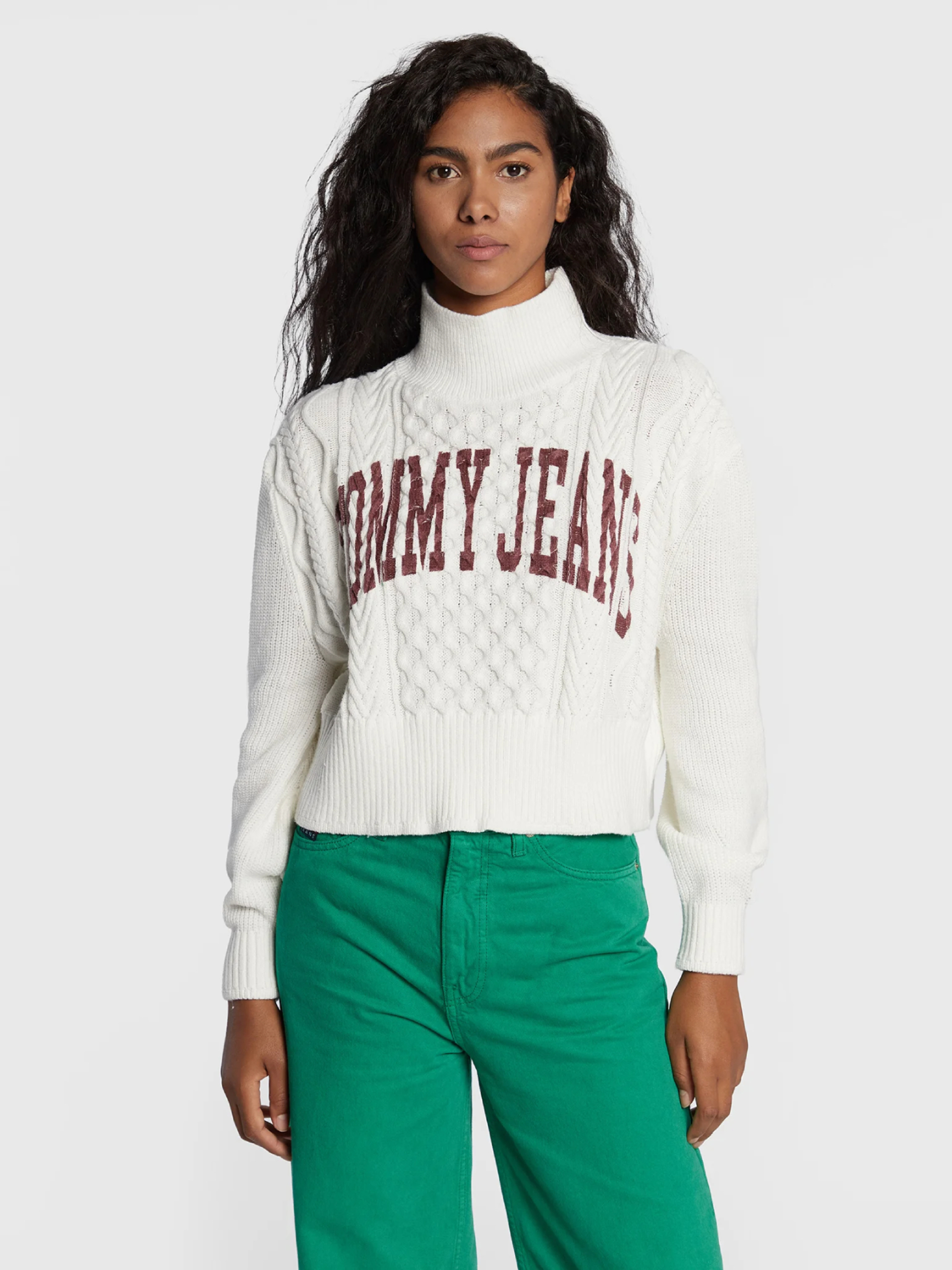 Tommy Jeans dámský bílý svetr - L (YBL)