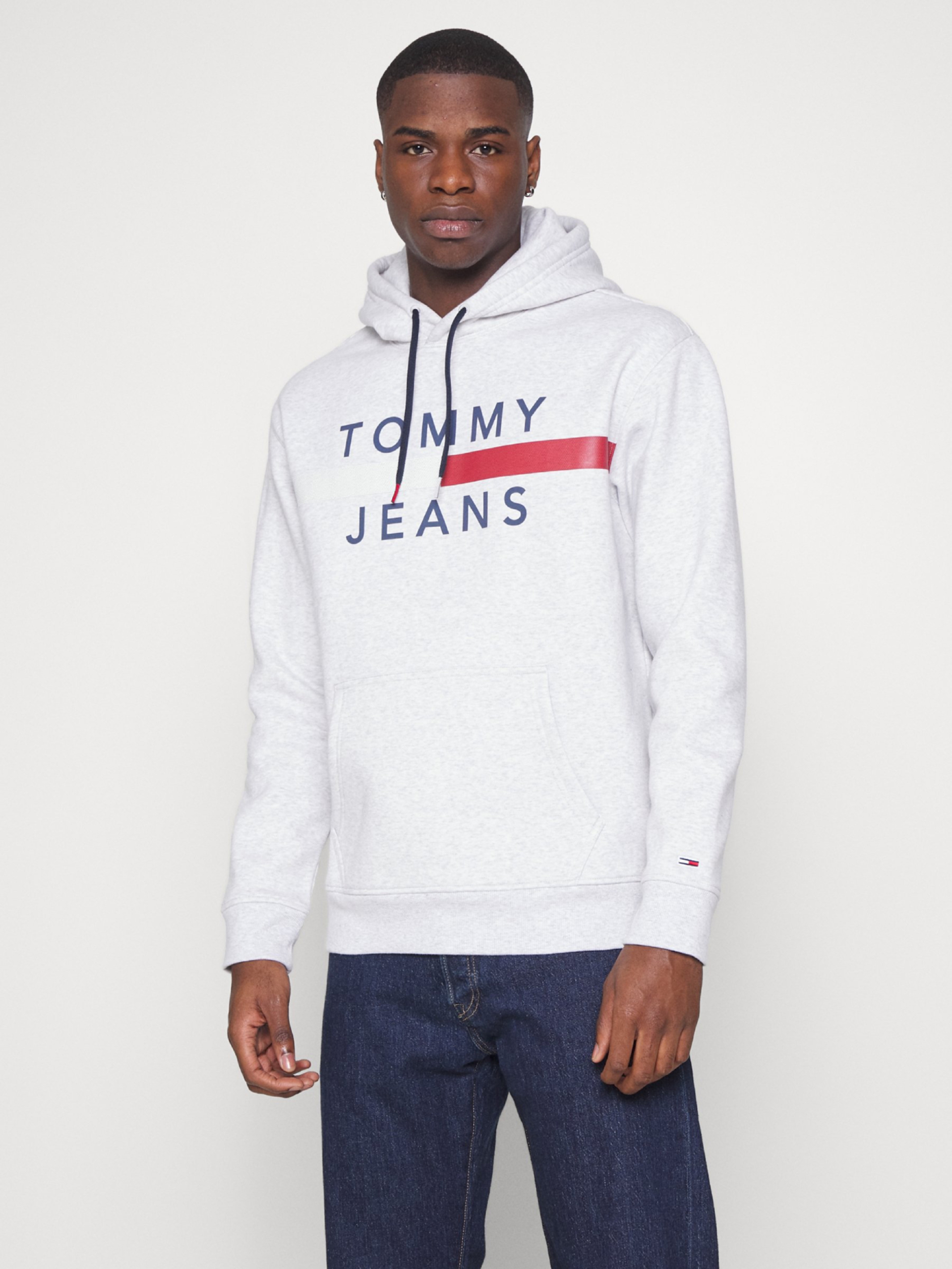 Tommy Jeans pánská šedá mikina REFLECTIVE FLAG  - XL (PJ4)