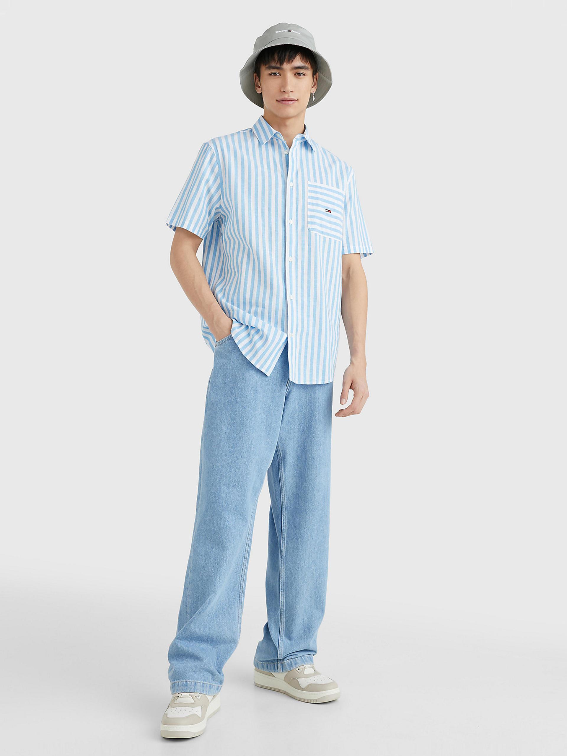 Tommy Jeans pánská pruhovaná košile - M (CY7)