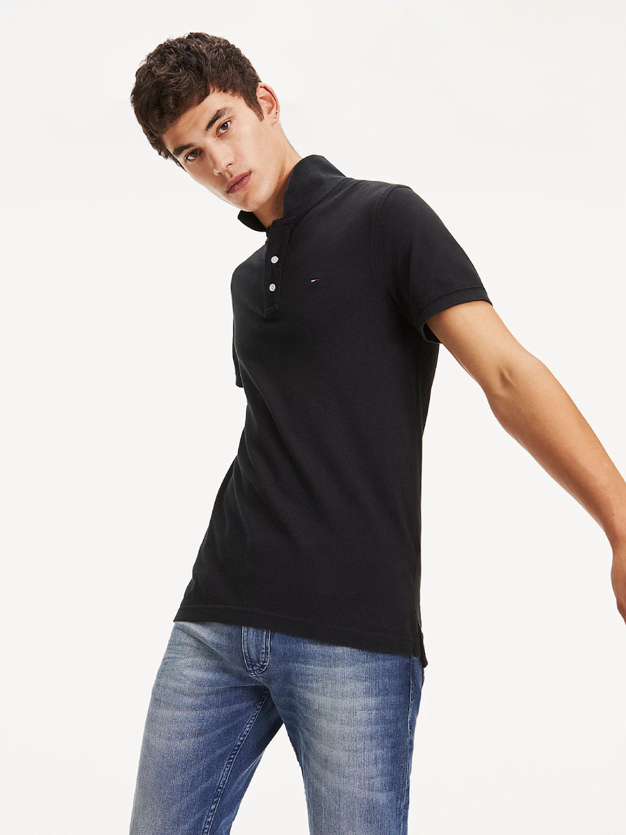 Levně Tommy Jeans pánské černé polo tričko - S (078)
