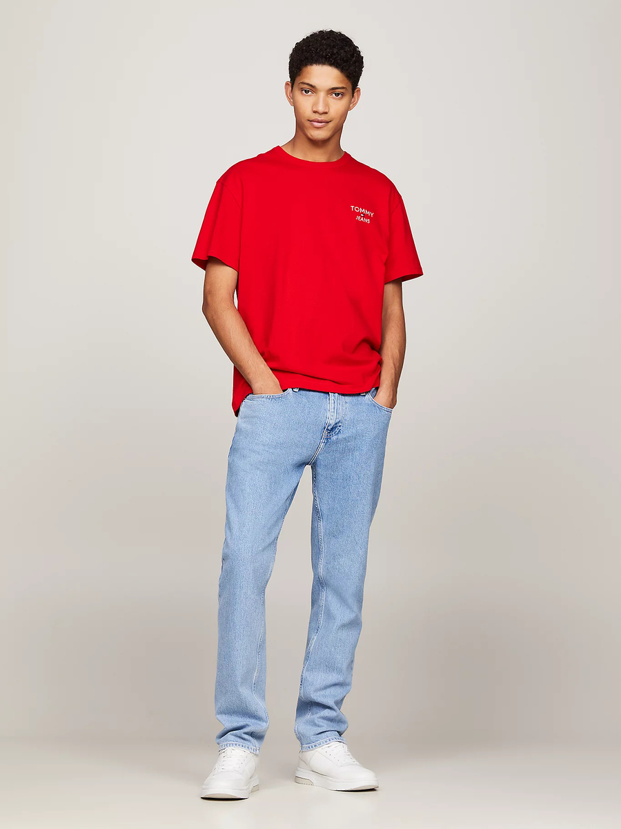 Tommy Jeans pánské červené tričko - M (XNL)