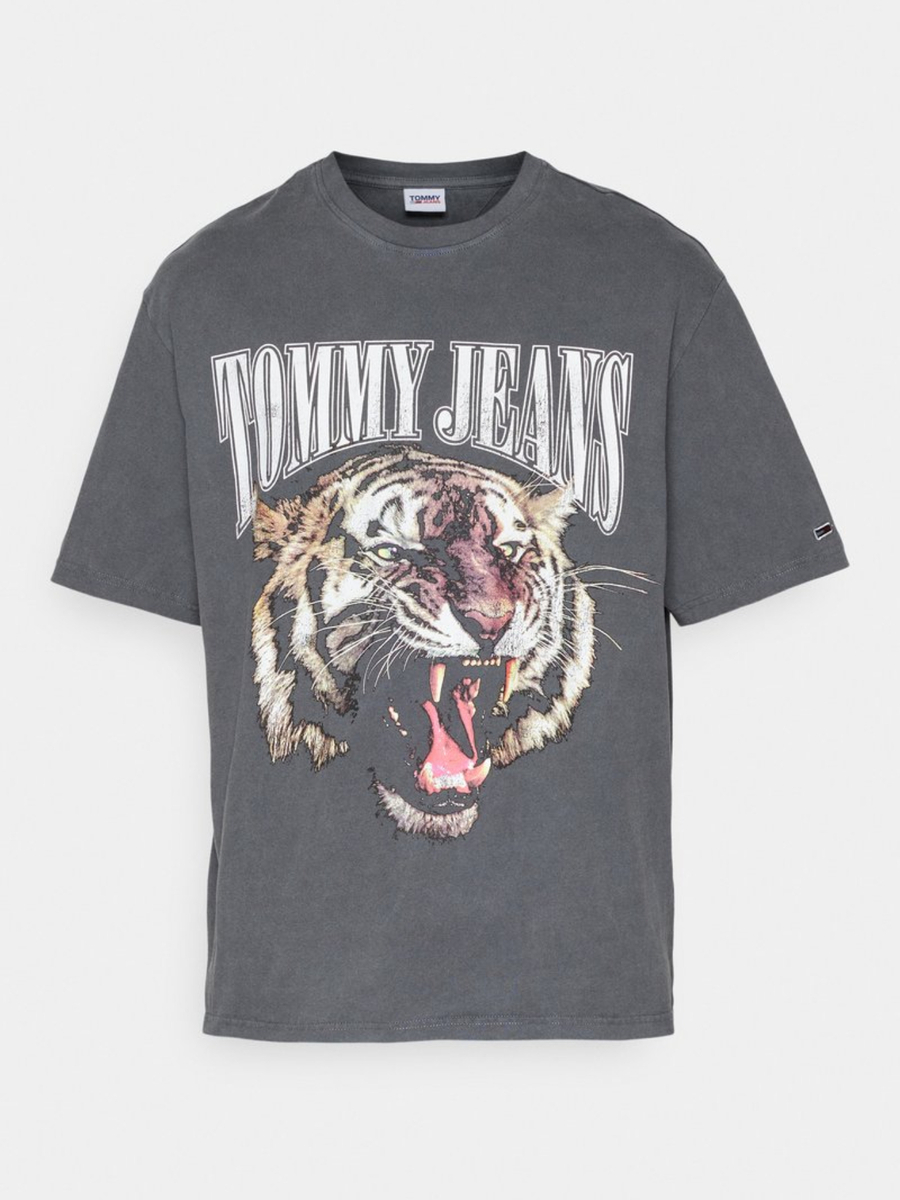 Tommy Jeans pánské šedé triko VINTAGE TIGER  - XL (PUB)