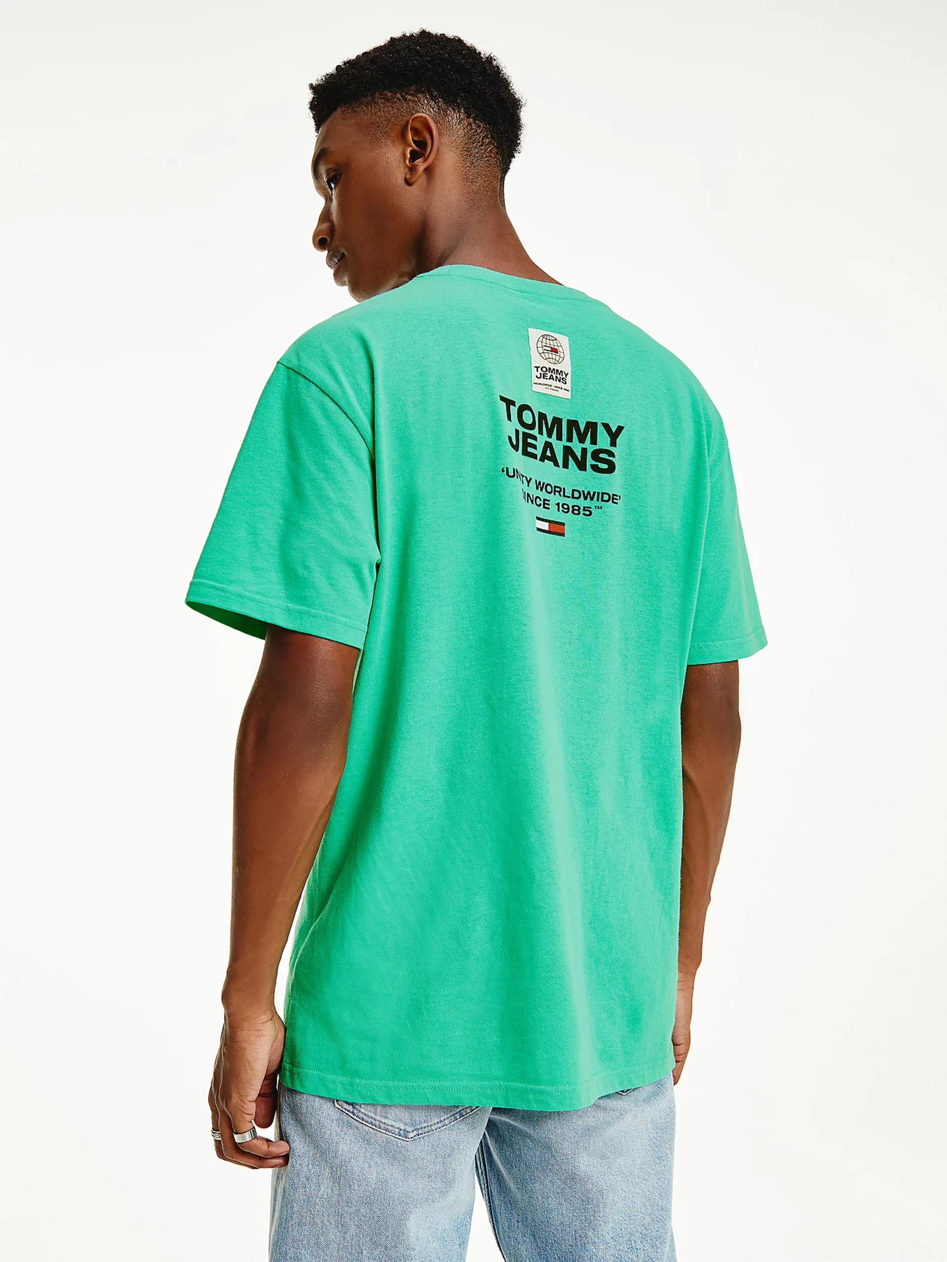 Tommy Jeans pánské zelené triko LABEL MIX  - S (L3G)